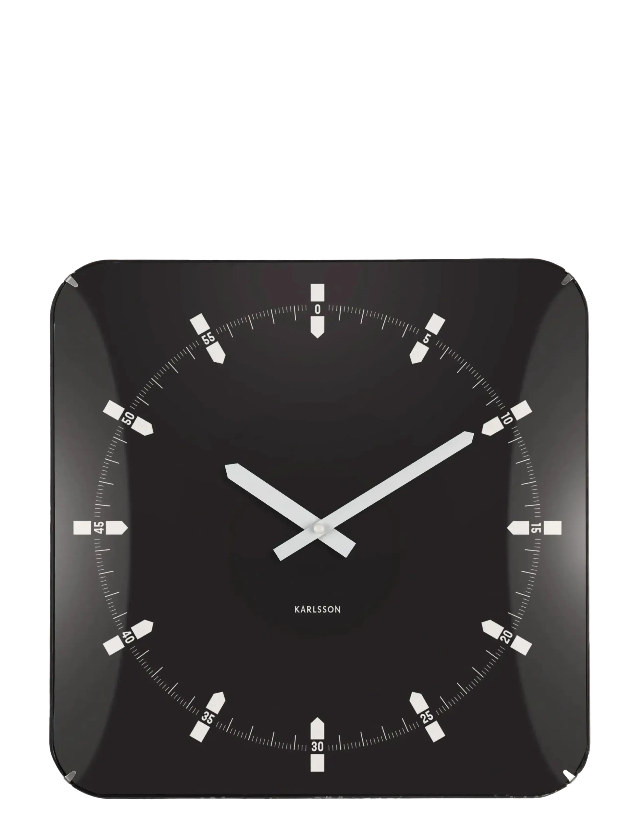 Wall clock Sucinto Dome square white - BLACK