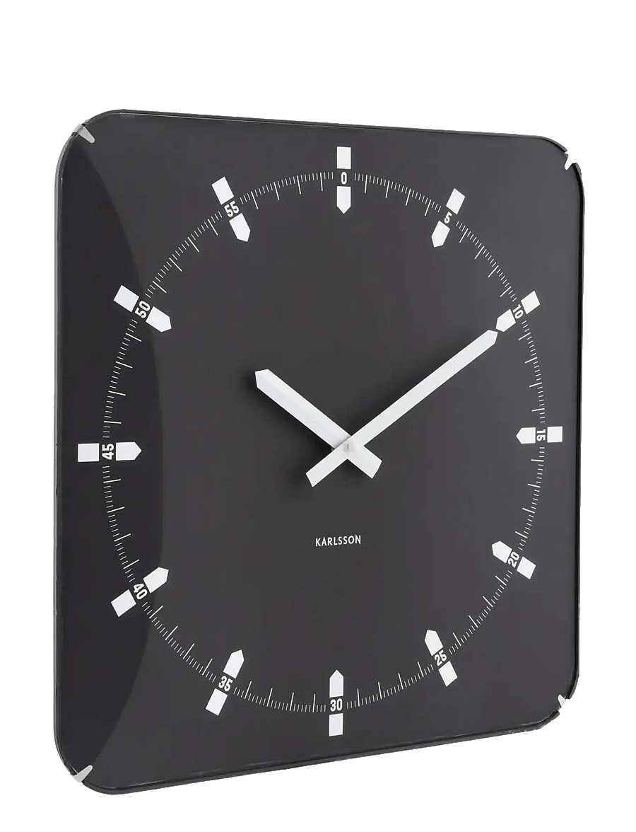 KARLSSON - Wall clock Sucinto Dome square white - wanduhren - black - 2