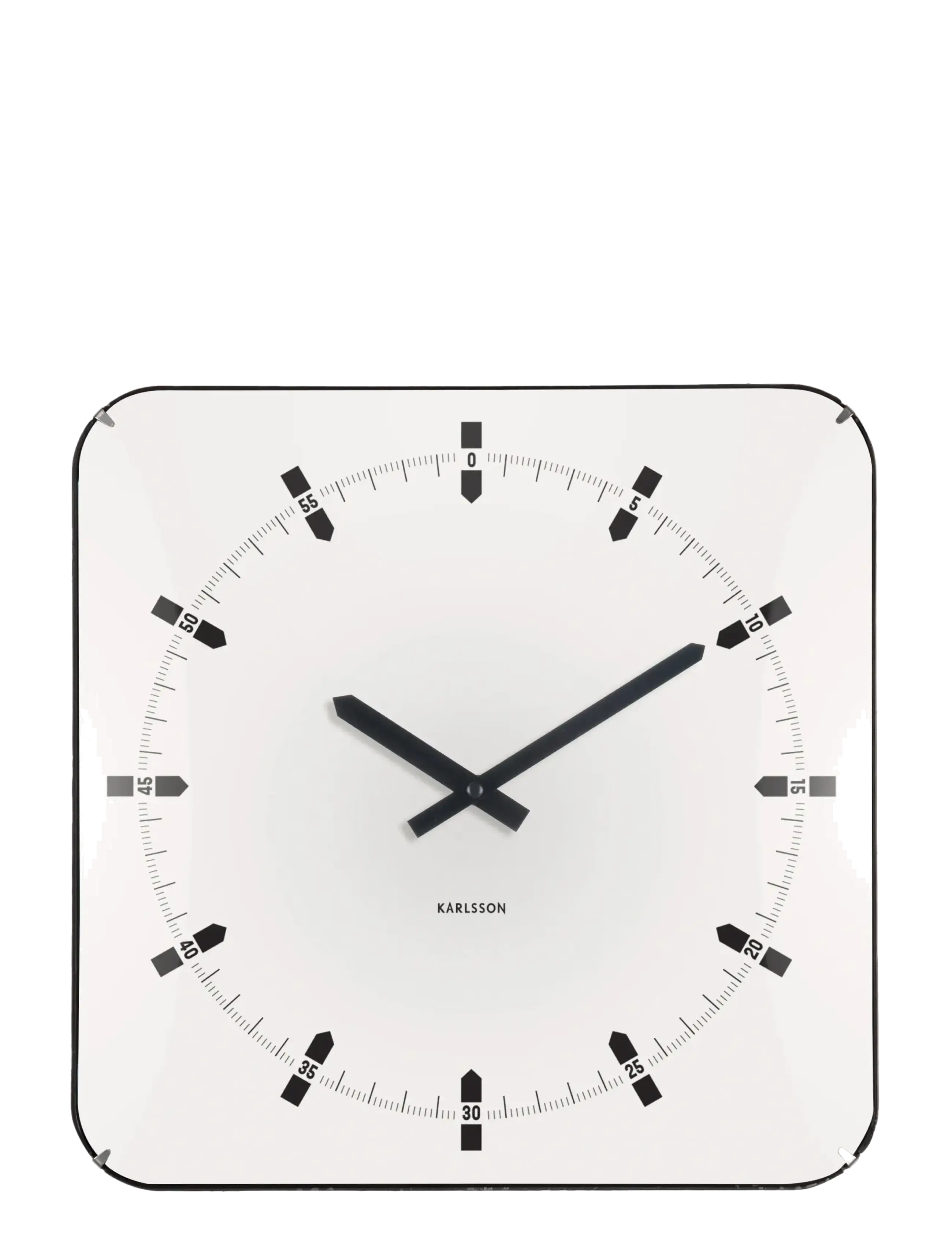KARLSSON Wall Clock Sucinto Dome Square Black, Vægur, Hvid, Str: W35CM