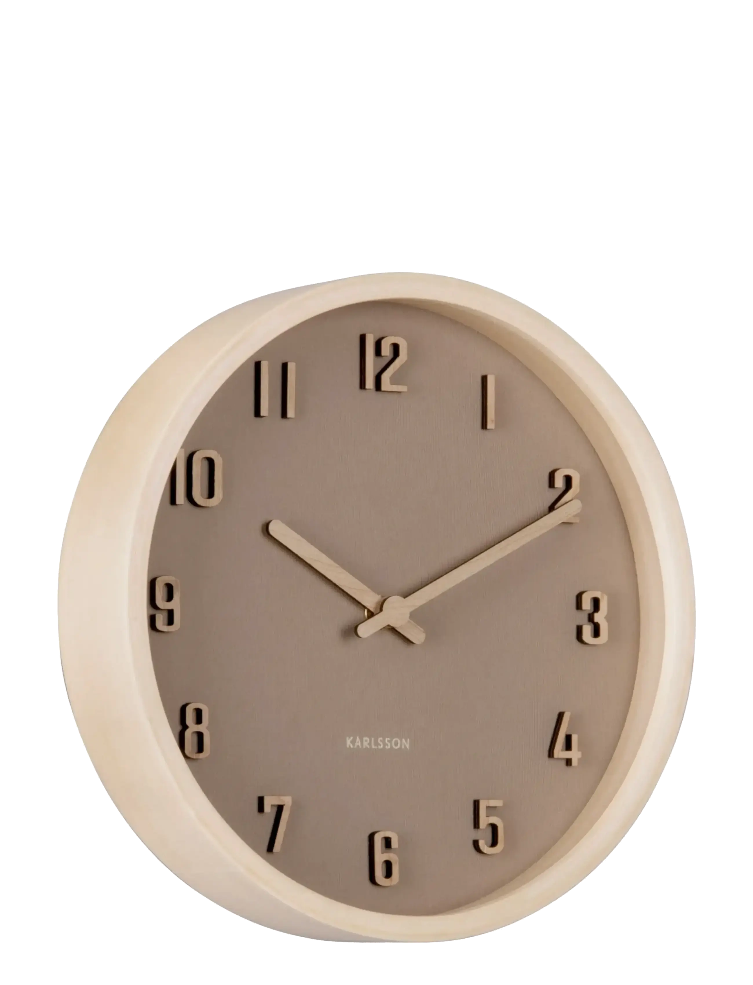 KARLSSON Wall Clock Nervadura Small Soft Brown W. Light Wood, Ø 22 cm, Watches - Clocks, Homeware