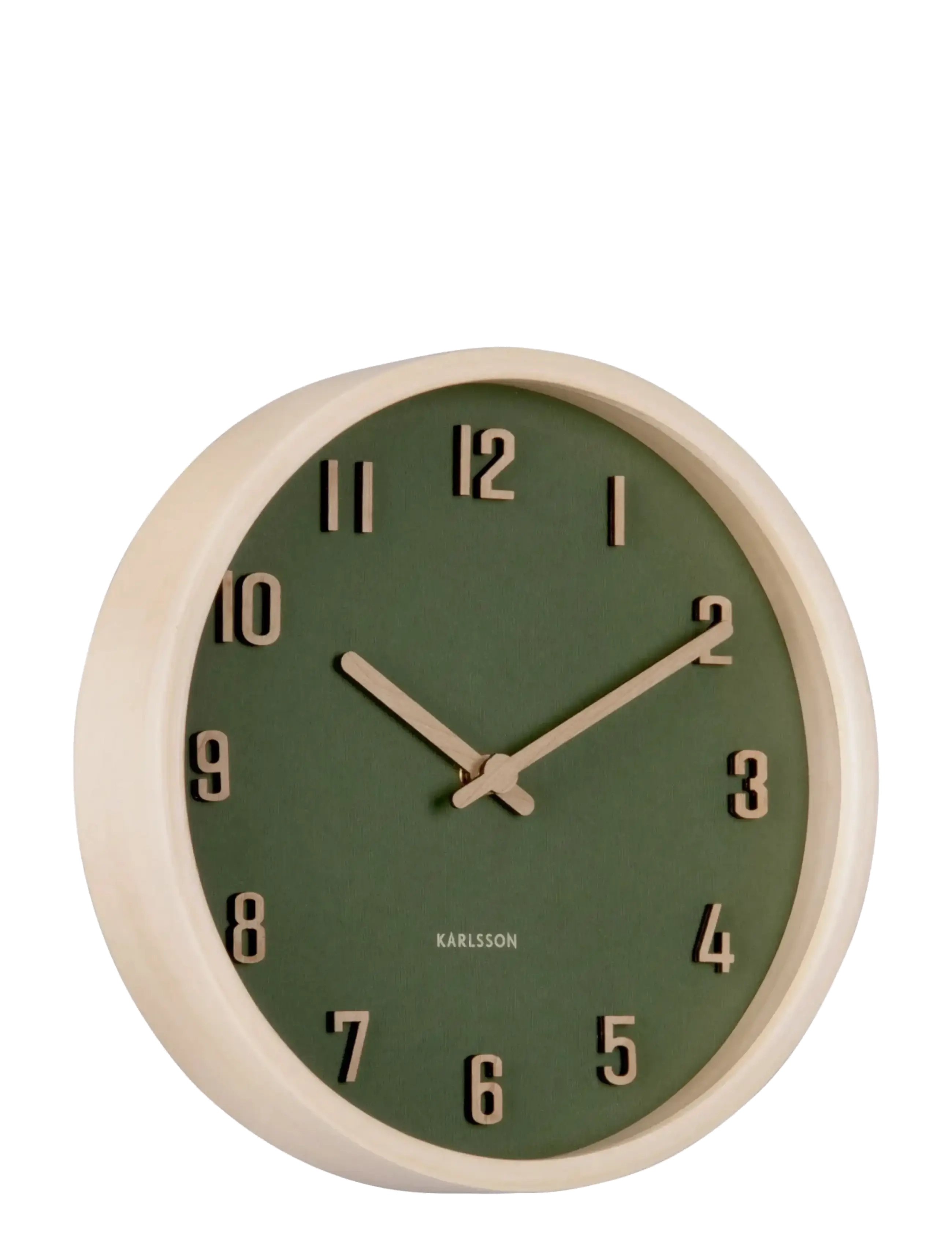KARLSSON Wall Clock Nervadura Small Dark Green W. Light Wood, Vægur, Grøn, Str: Ø 22 CM