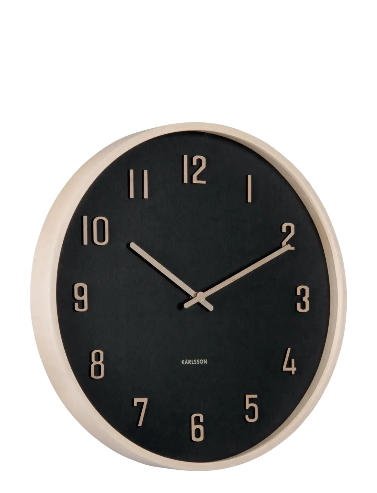KARLSSON Wall Clock Nervadura Black W. Light Wood, Vægur, Sort, Str: Ø 40.8 CM