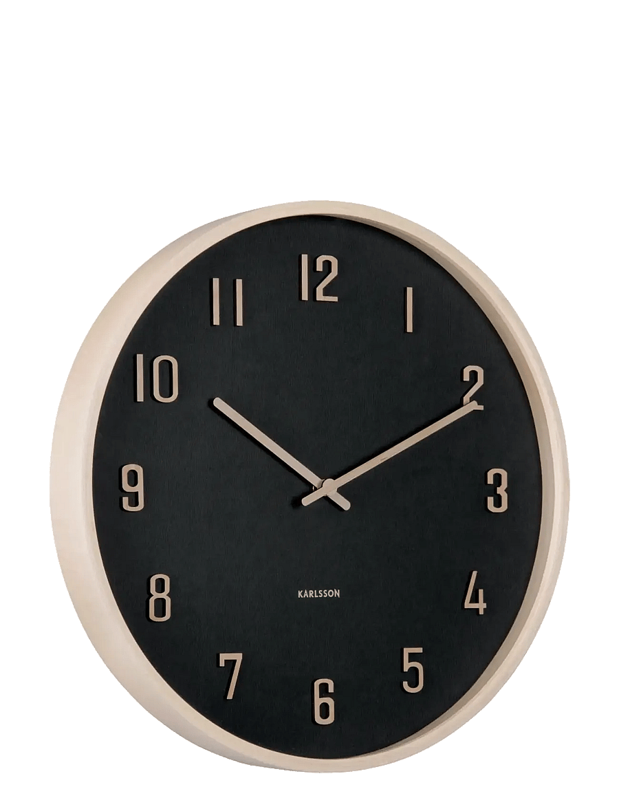 KARLSSON - Wall clock Nervadura black w. light wood - wanduhren - black w. light wood - 0