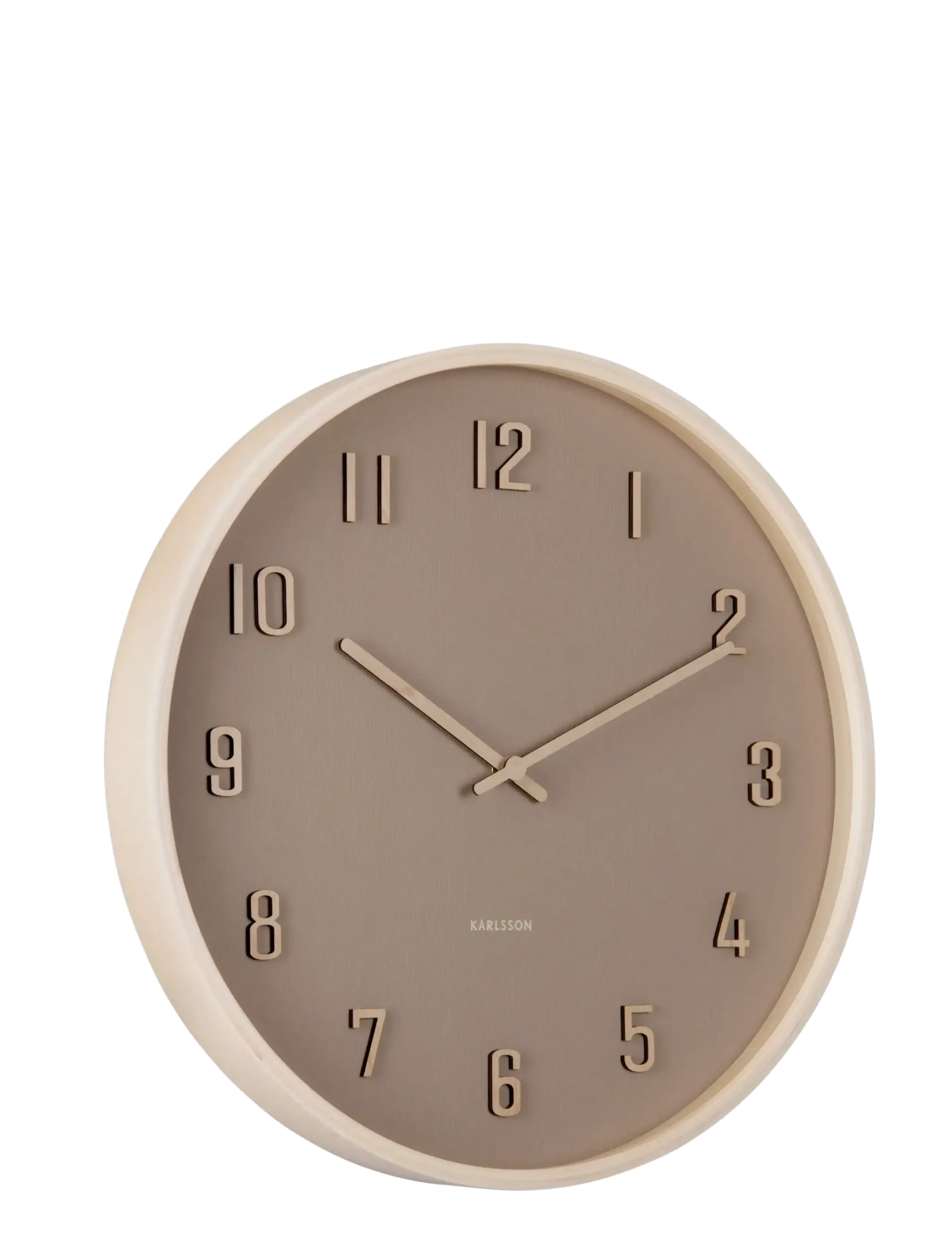 KARLSSON Wall Clock Nervadura Soft Brown W. Light Wood, Vægur, Beige, Str: Ø 40.8 CM