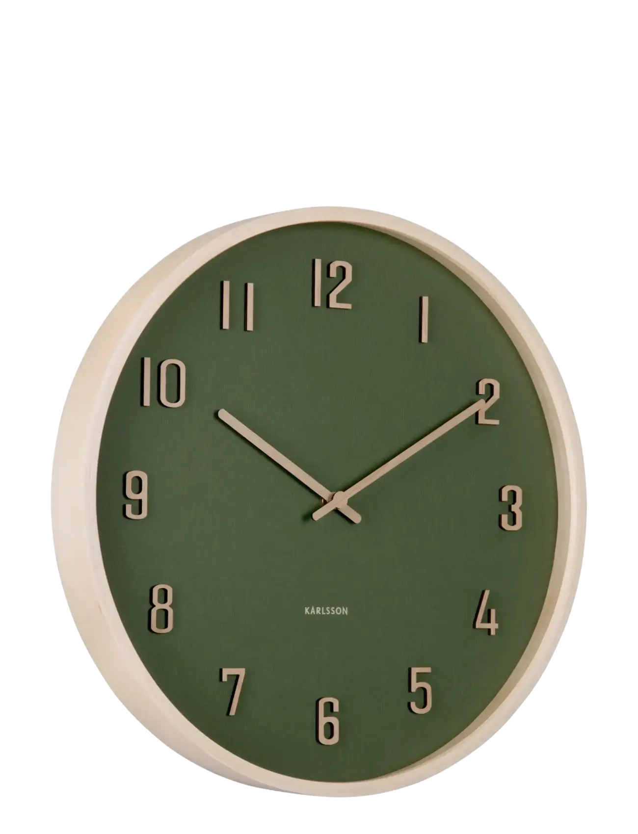 KARLSSON Wall Clock Nervadura Dark Green W. Light Wood, Vægur, Kakigrøn, Str: Ø 40.8 CM