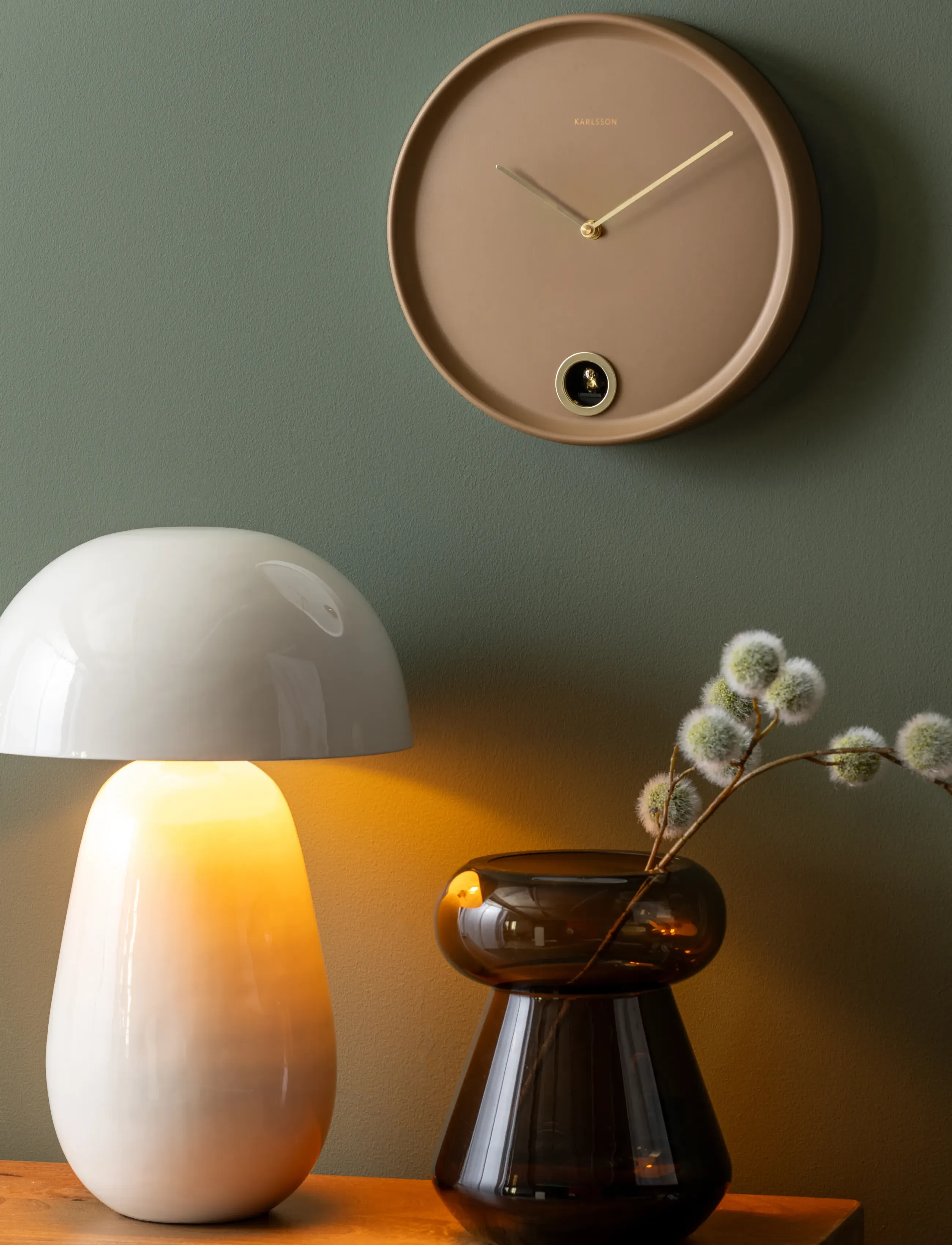 KARLSSON Wall Clock Esencia Cuckoo Mocha Brown, Ø 30 cm, Watches, Braun - Clocks, Homeware