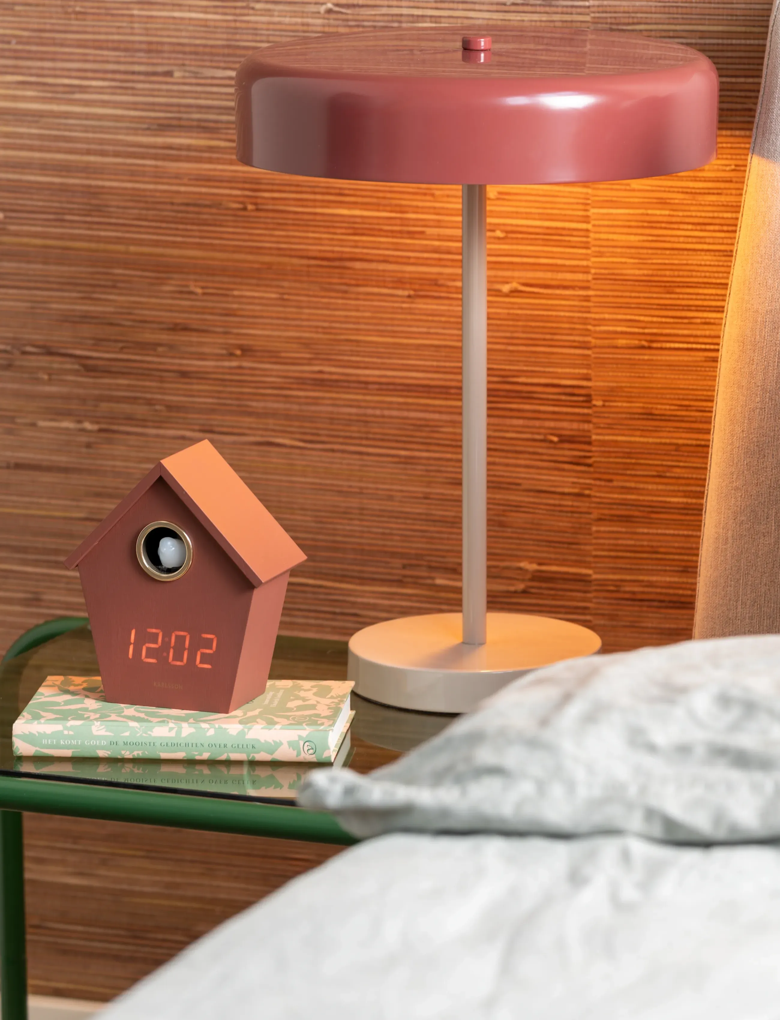 KARLSSON Alarm Clock Riqueza Cuckoo Led Burgundy Red, H 15.3 cm, Watches, Burgunderrot - Clocks, Homeware