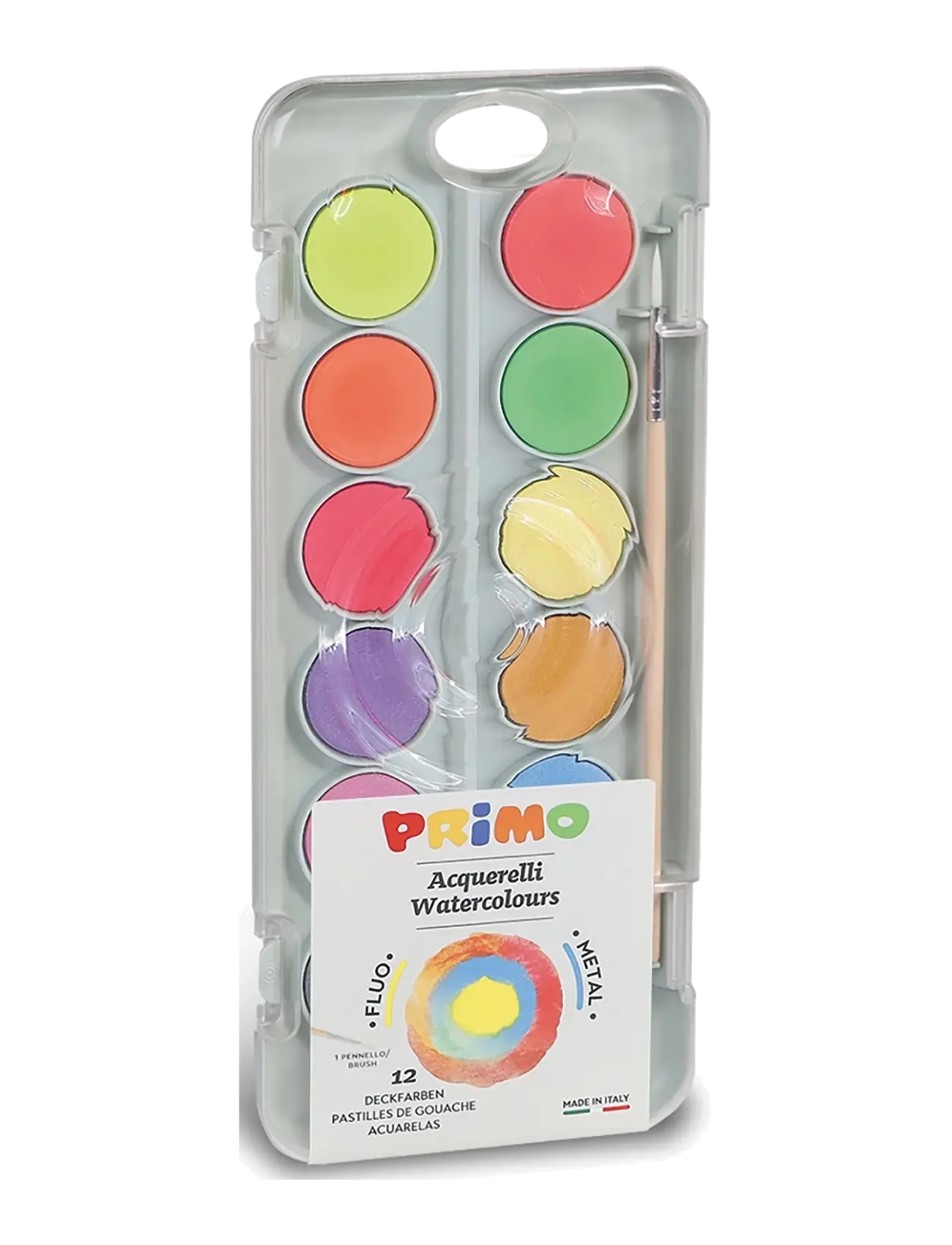 Primo Watercolour Palette 12 Pcs M Metallic Neon, One Size, Drawing, Grau - Paints, Kinder