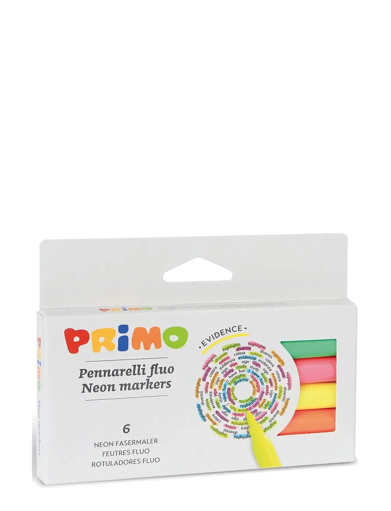 Primo Fibre-Tip Pens 6 Pcs Neon, One Size, Drawing, Mehrfarbig/gemustert - Stationery, Kinder