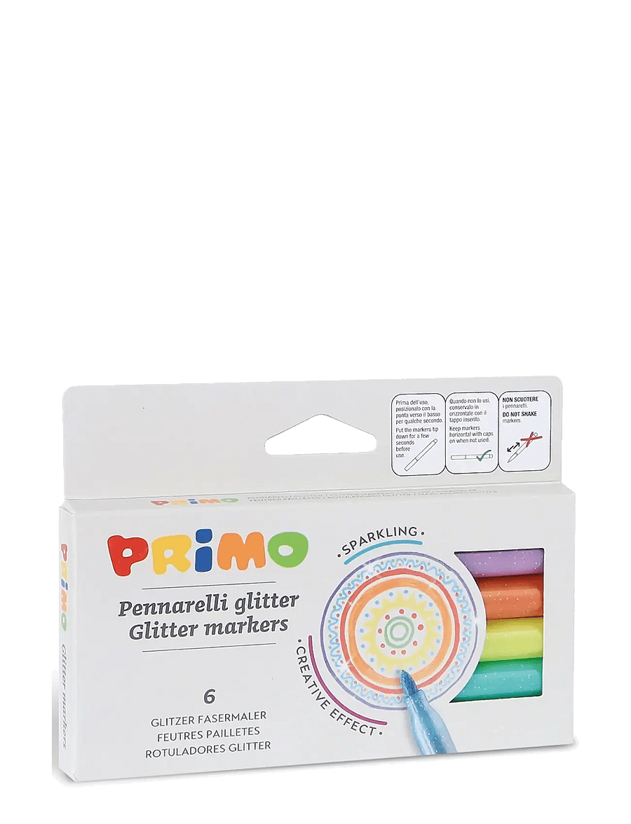 Primo - Fibre-tip Pens 6 pcs - Glitter - käsitöökomplekt - multi - 0