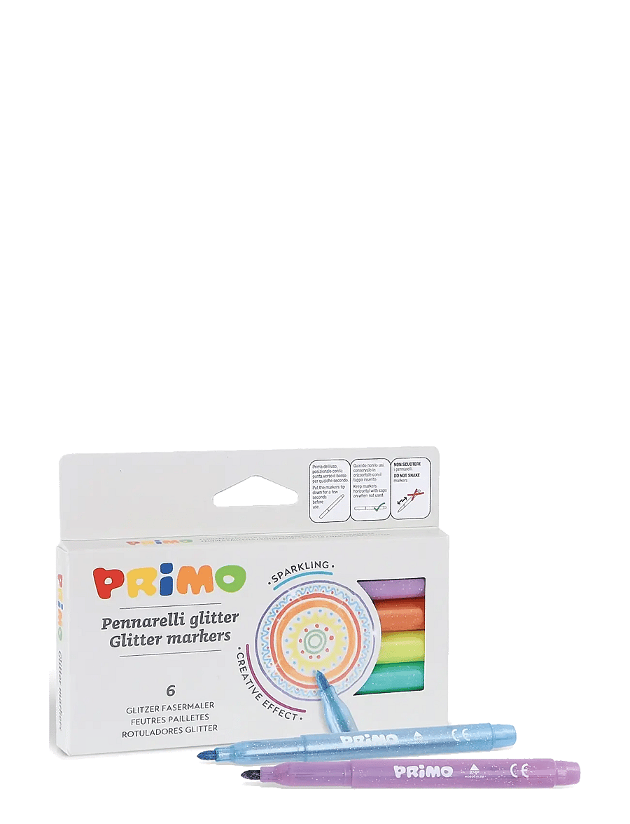 Primo - Fibre-tip Pens 6 pcs - Glitter - käsitöökomplekt - multi - 1