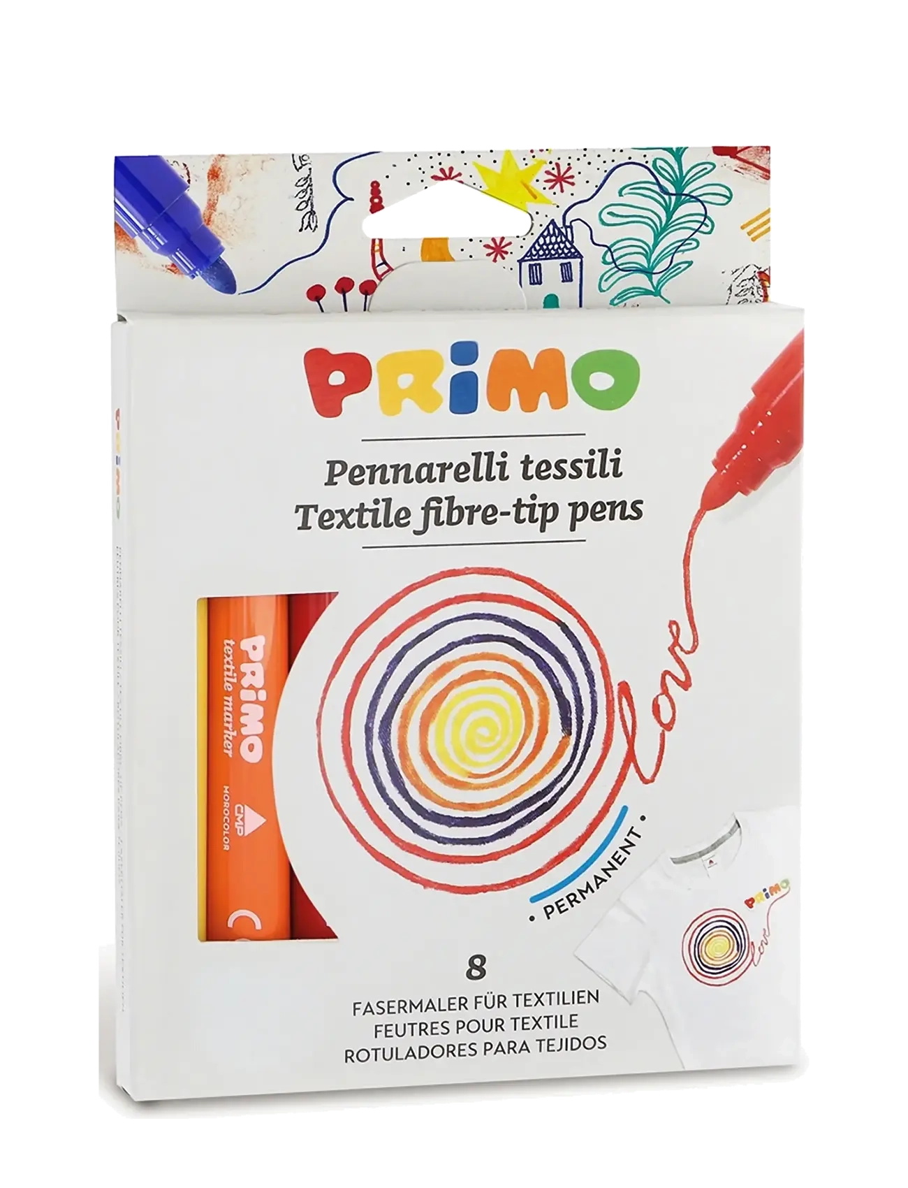 Primo Felt-Tip Pens 8 Pcs Textile, One Size, Drawing, Orange - Pencils, Kinder