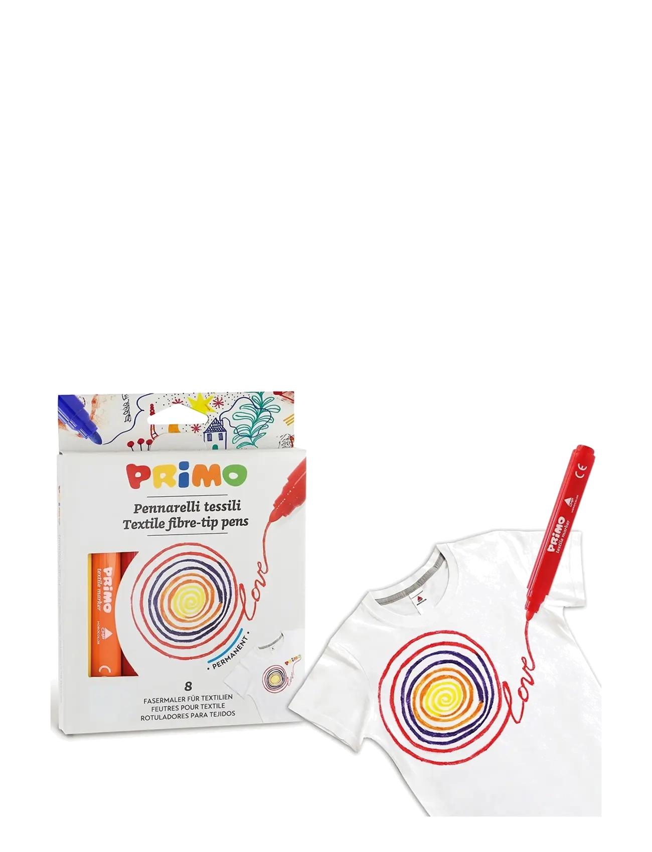 Primo - Felt-tip Pens 8 pcs - Textile - pliiatsid - multi - 2