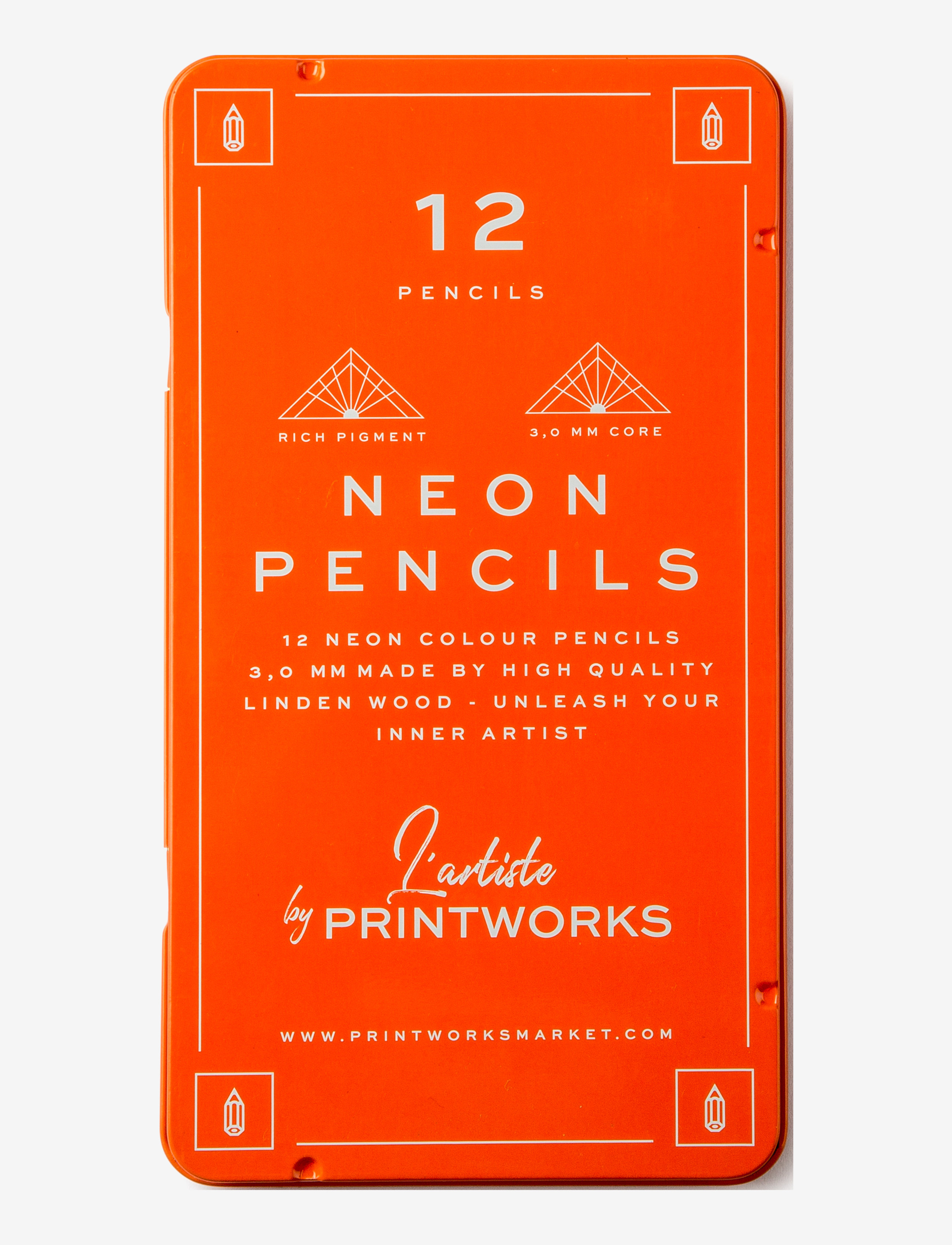 PRINTWORKS 12 Colour Pencils, 10.5X 1.1X 19.0 cm, Multi/patterned, Skrivebordstilbehør > Blyanter, Unisex