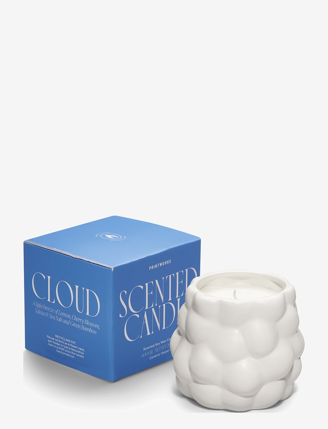 PRINTWORKS - Scented candle - Cloud - huonetuoksut - white - 1