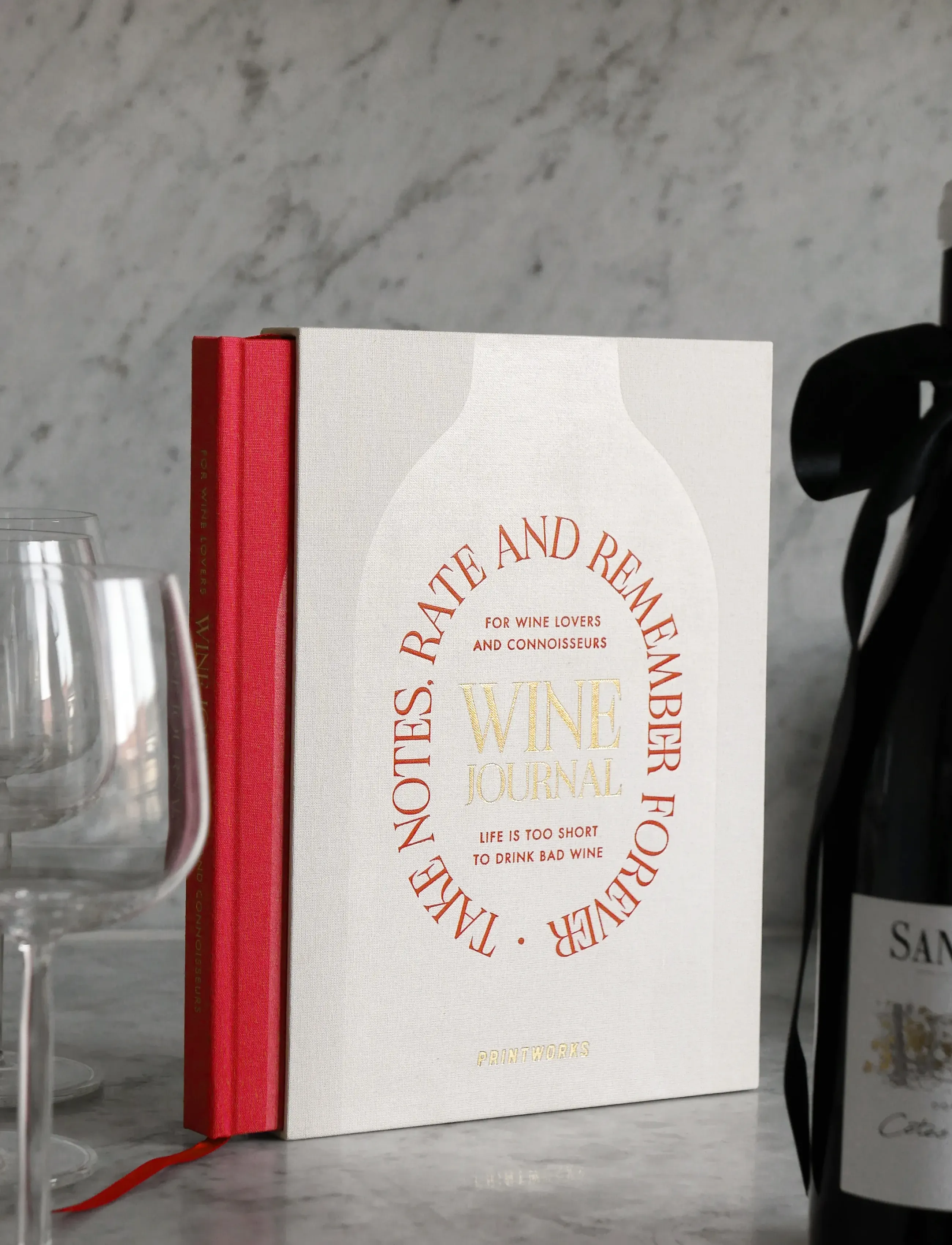 PRINTWORKS Wine Tasting Journal, One Size, Burgundy, Kontorartikler > Kalendere Og Notesbøger, Unisex