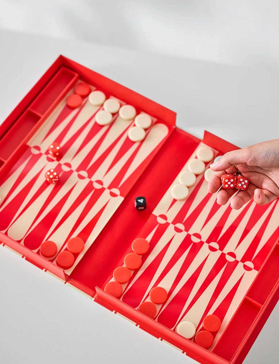 PRINTWORKS - Classic - Art of Backgammon, Red/Cream - mängud ja pusled - red/white - 4