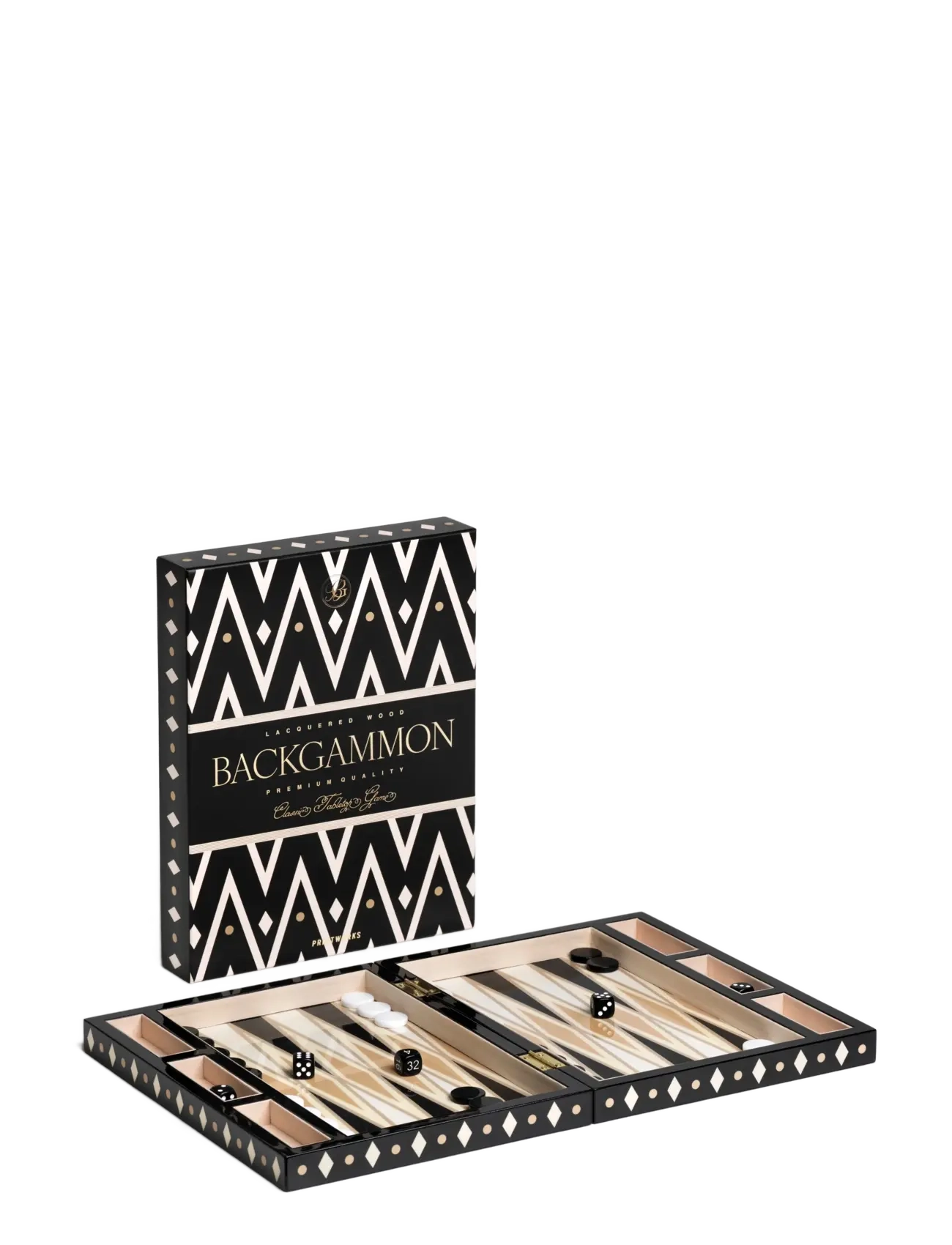 Lacquered Backgammon, Black - BLACK/BEIGE