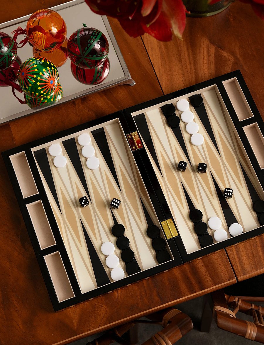 PRINTWORKS - Lacquered Backgammon, Black - spiele & puzzles - black/beige - 2