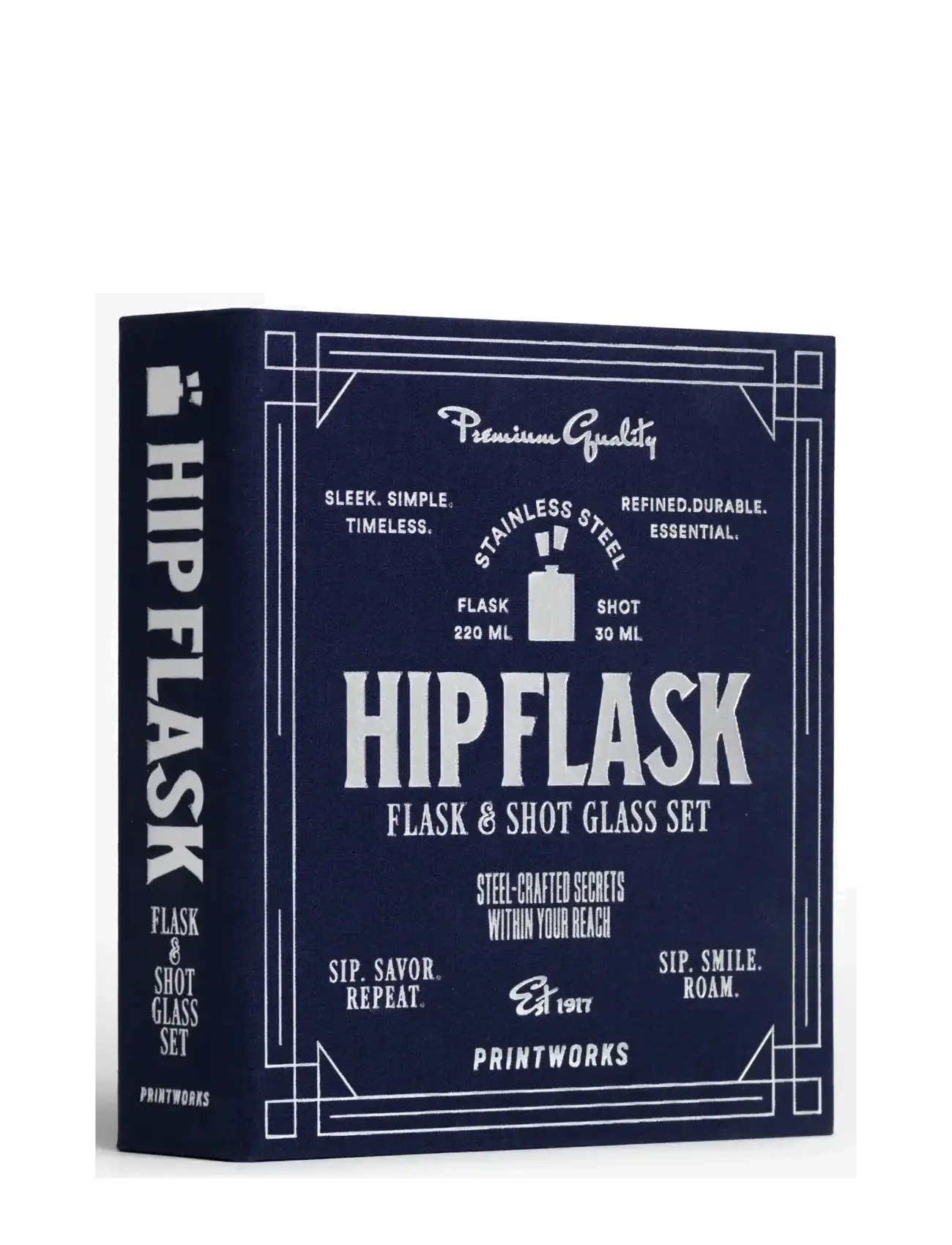 PRINTWORKS The Essentials Hip Flask, Dark Blue, Shotglas, Navy, Str: ONE SIZE