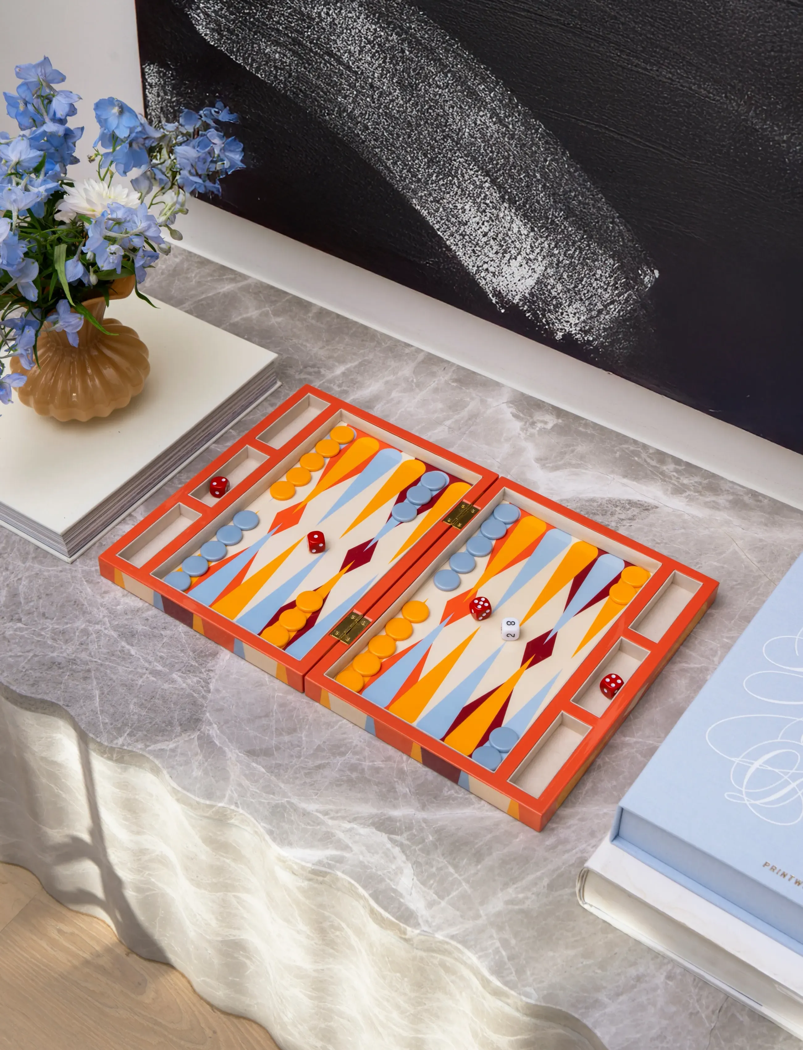 PRINTWORKS Lacquered Backgammon, Red, One Size, Puzzles & Games, Mehrfarbig/gemustert - Homeware