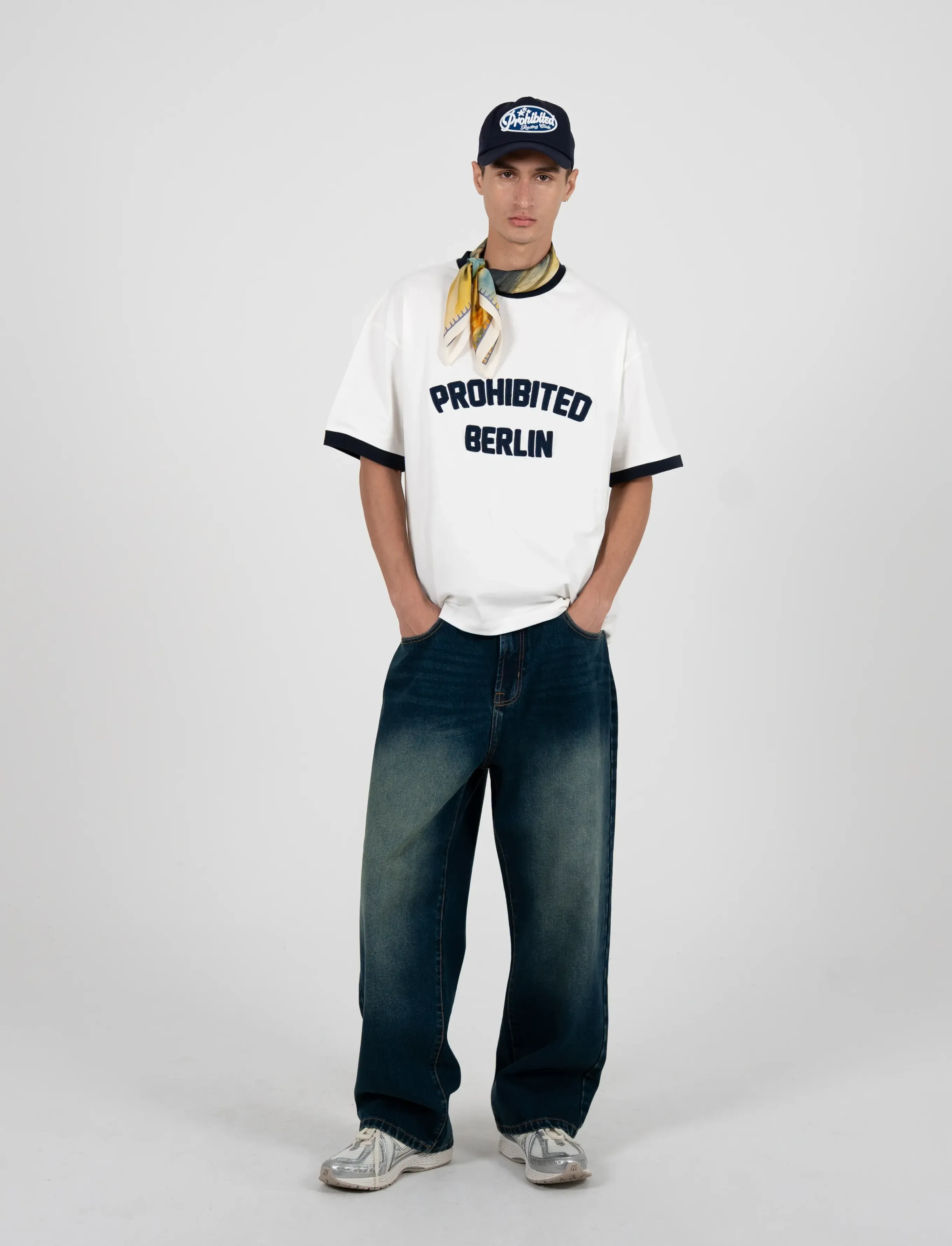 Prohibited Rush Contrast Tee Navy, Mænd, Ringer T-Shirt, Hvid, Str: M
