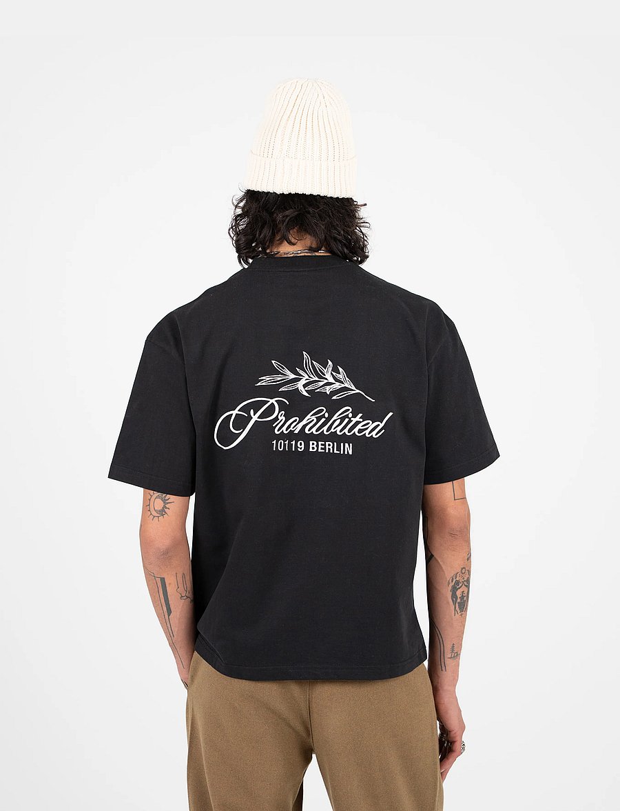 Prohibited - PB Leaf Tee - kurzärmelige t-shirts - black - 5