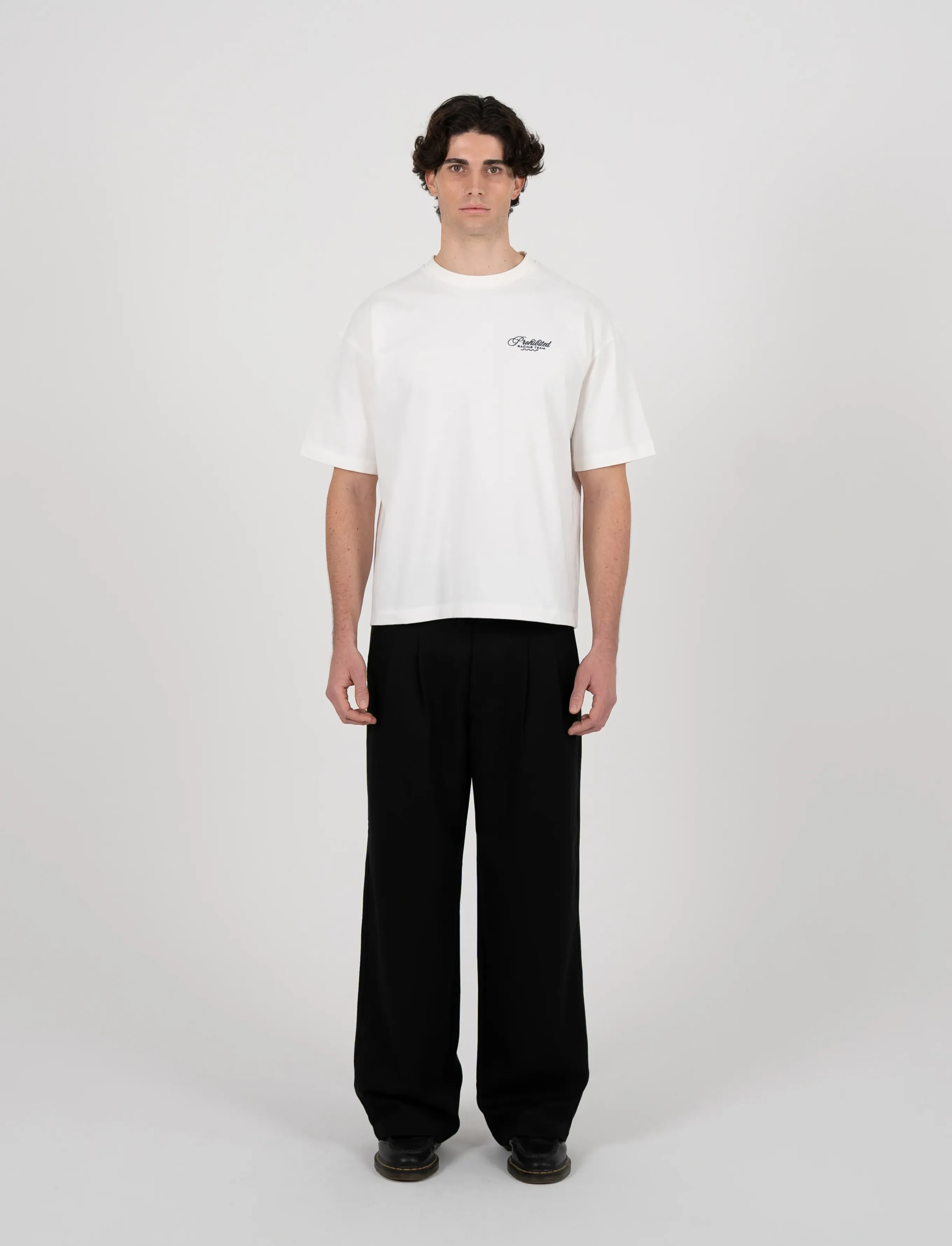 Prohibited Oldtimer Race Tee Off-White, Mænd, Grafisk T-Shirt, Cream, Str: XS