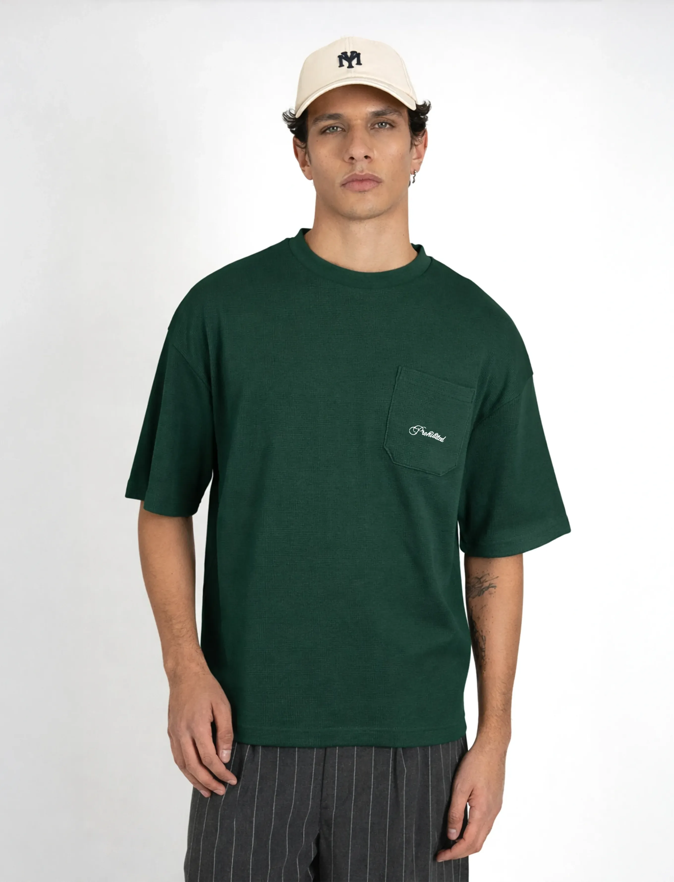 Prohibited Seaside Waffle Tee, L, Green, T-Shirts > Kortærmede, Herre