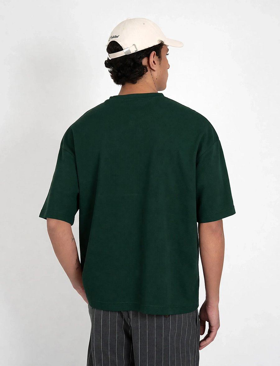 Prohibited - Seaside Waffle Tee - kortärmade t-shirts - green - 2