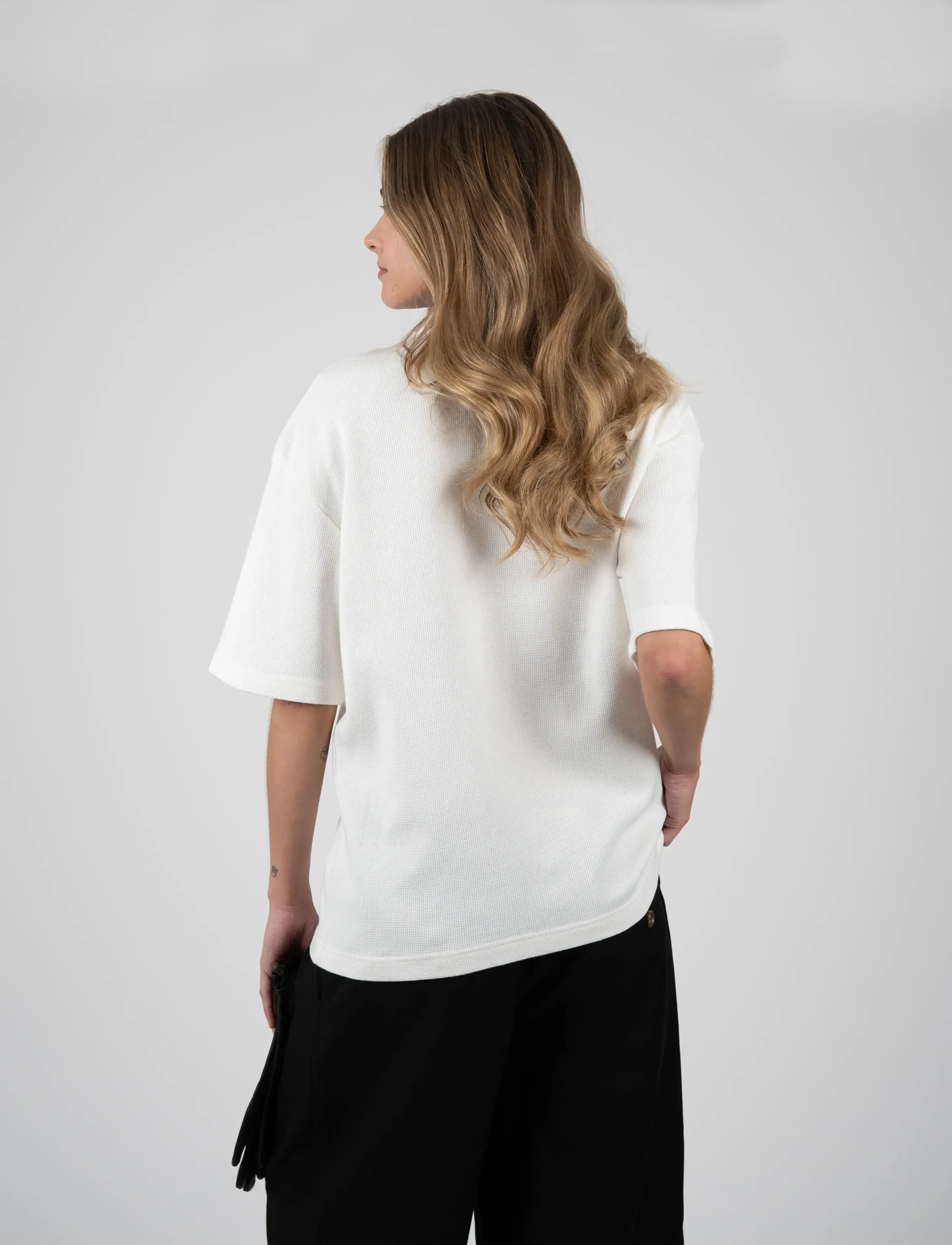 Prohibited - Seaside Waffle Tee - short-sleeved t-shirts - off-white - 3