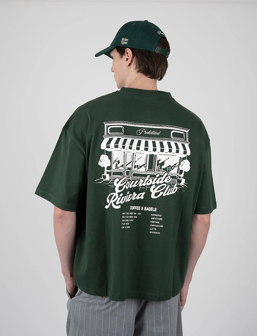 Prohibited - Coffee and Bagel Tee - kortærmede t-shirts - green - 4