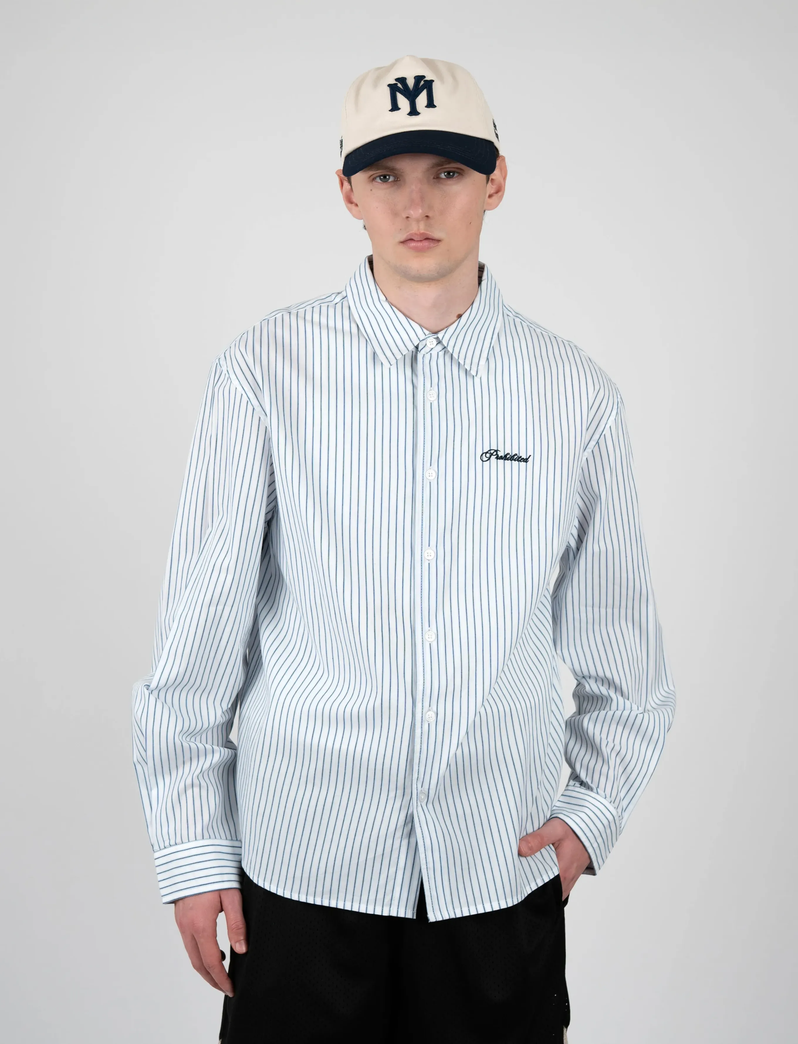Prohibited - Dugout Dress Shirt - striped shirts - light blue - 2
