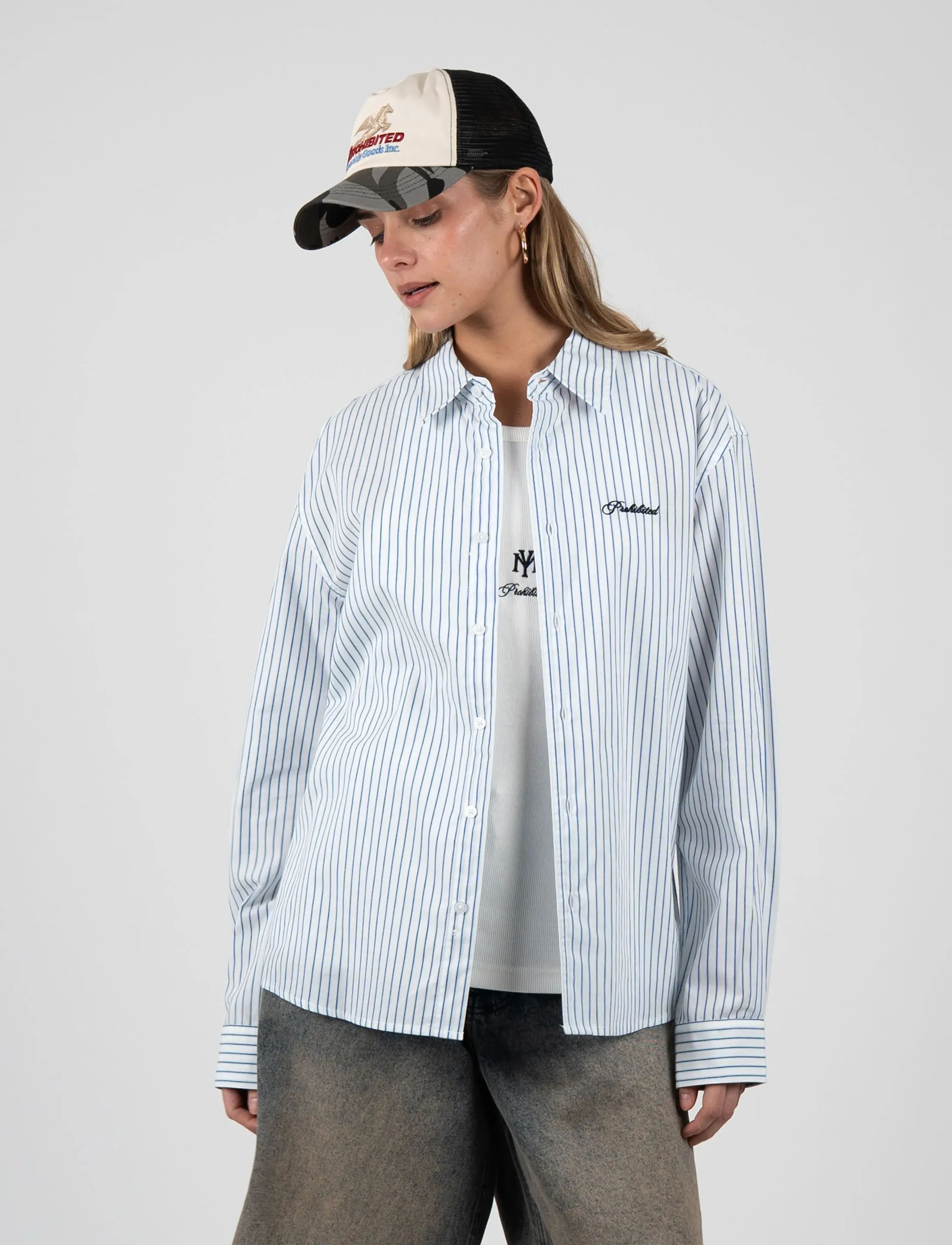 Prohibited - Dugout Dress Shirt - striped shirts - light blue - 5