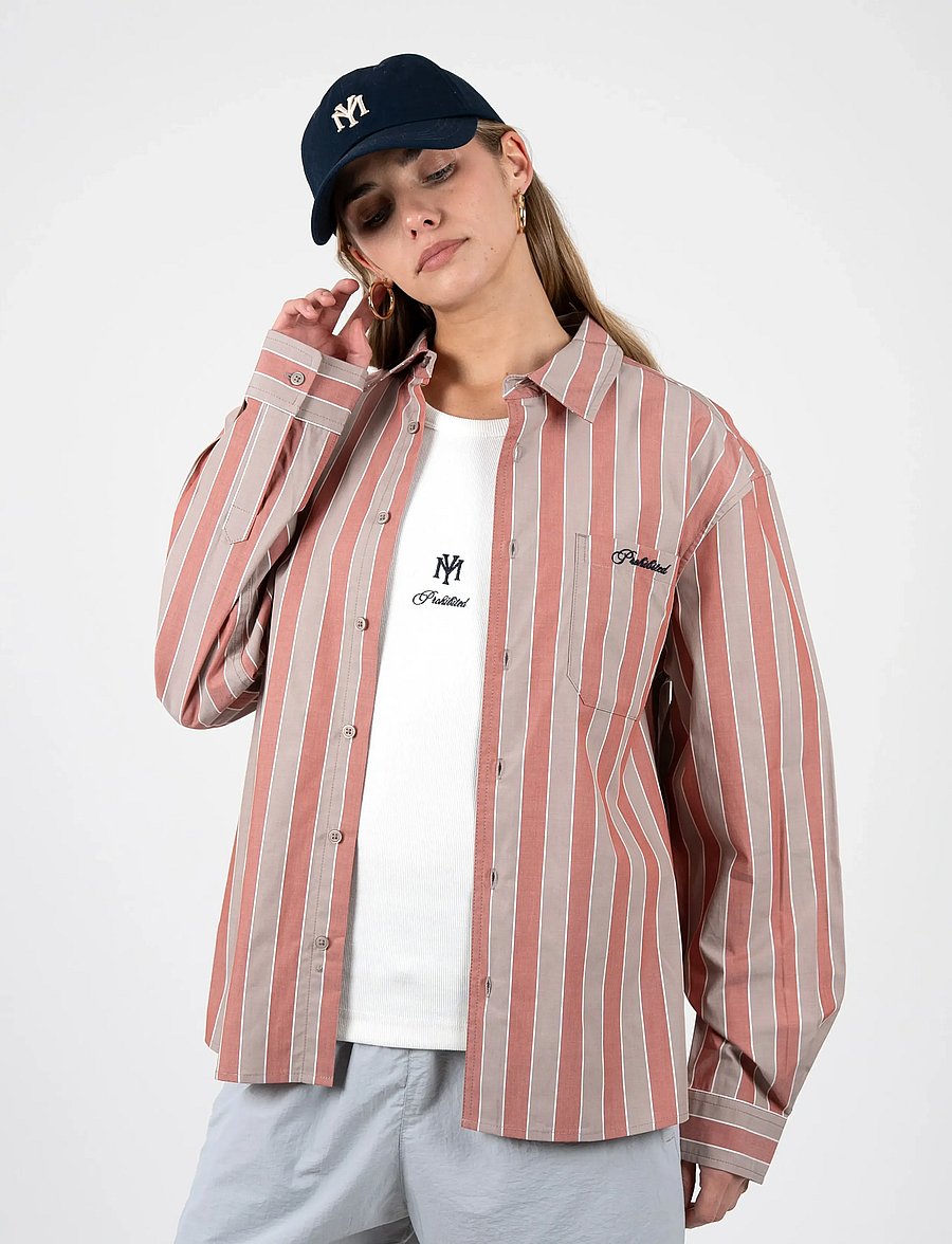 Prohibited - Westbury Dress Shirt - randiga skjortor - brown - 4