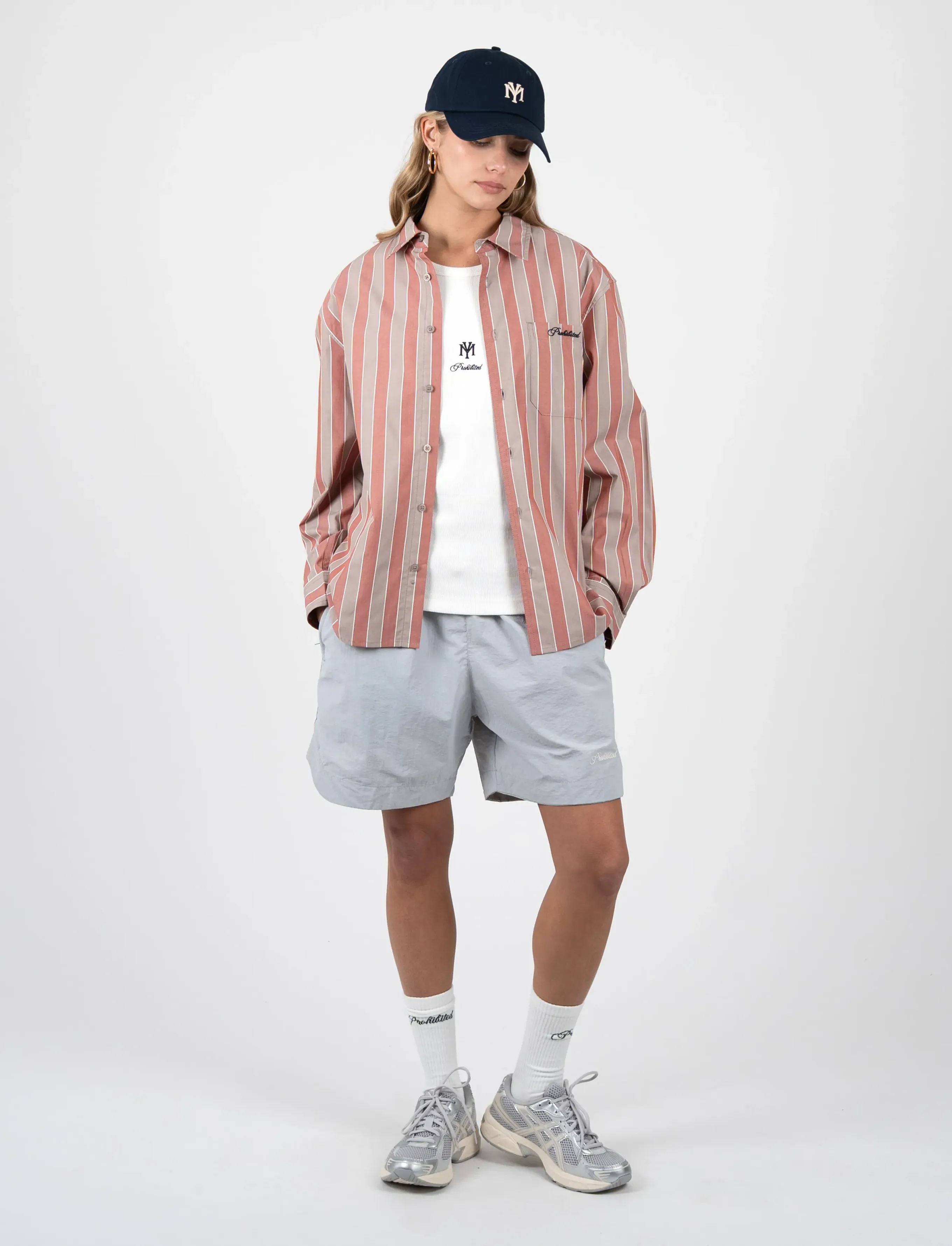 Prohibited - Westbury Dress Shirt - randiga skjortor - brown - 5