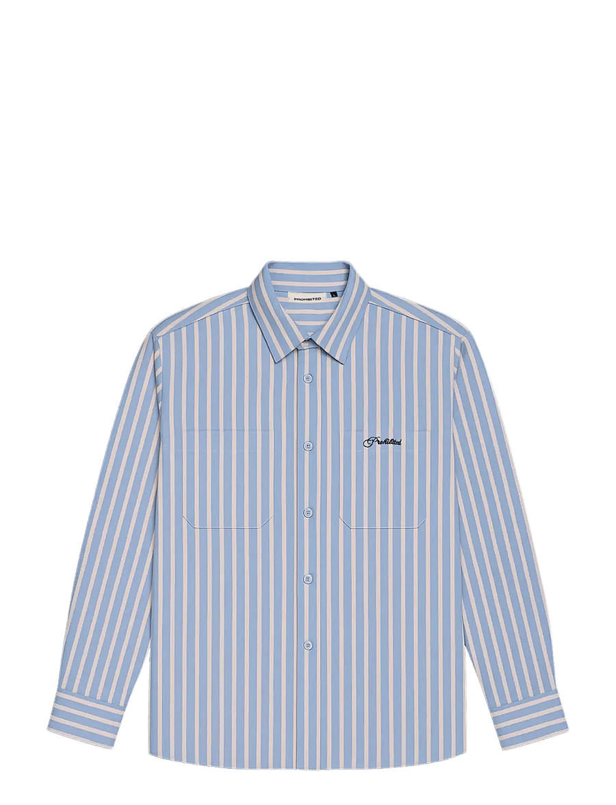 Prohibited - Westbury Dress Shirt - randiga skjortor - light blue - 1