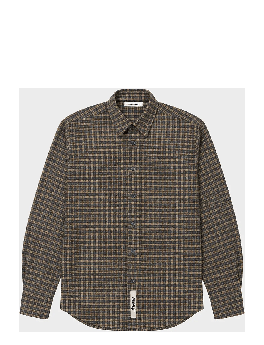Prohibited - Checkered Flannel Shirt - long-sleeved shirts - yellow - 1