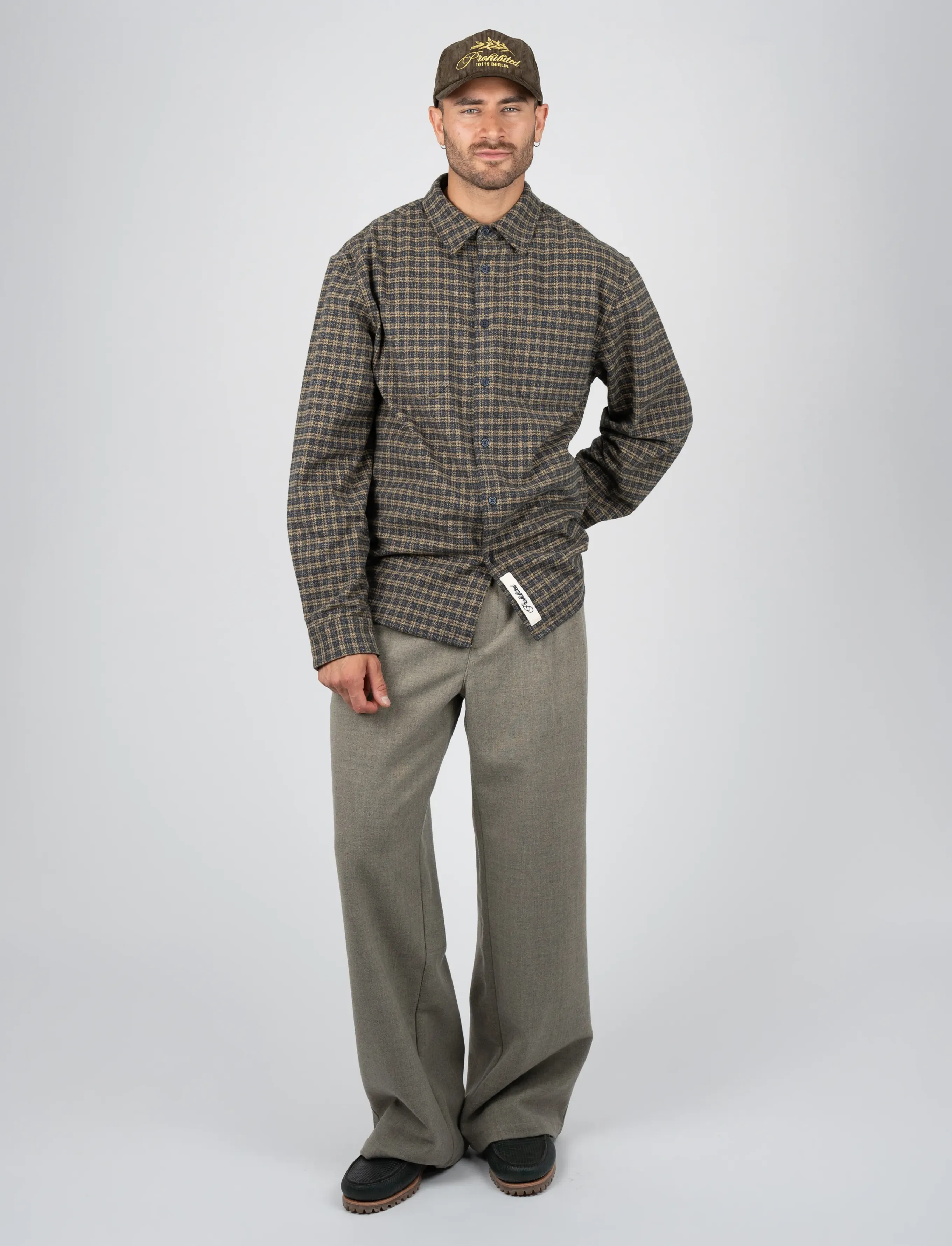 Prohibited - Checkered Flannel Shirt - long-sleeved shirts - yellow - 2
