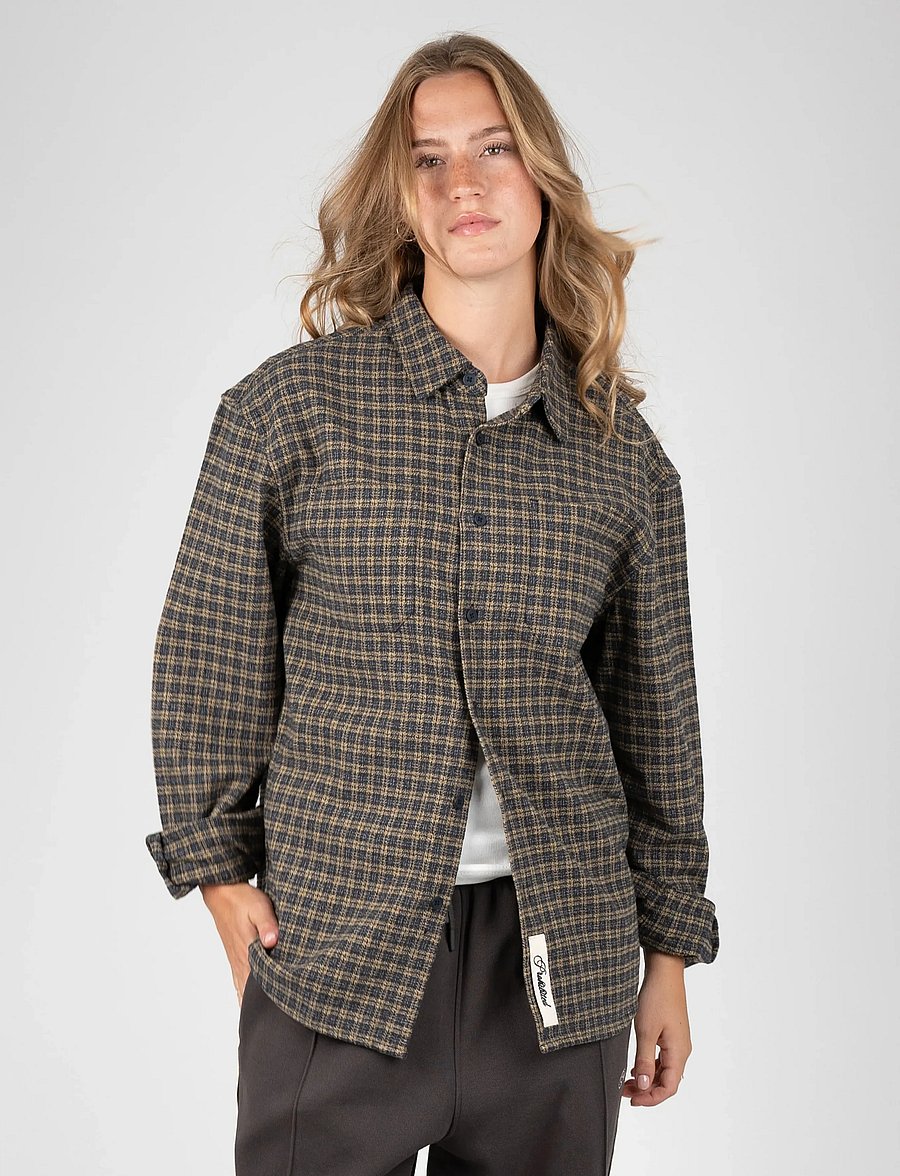 Prohibited - Checkered Flannel Shirt - long-sleeved shirts - yellow - 3