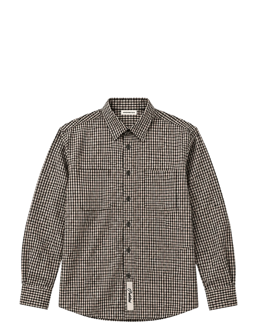Prohibited - Alpine Checkered Dress Shirt - long-sleeved shirts - black/off-white - 1