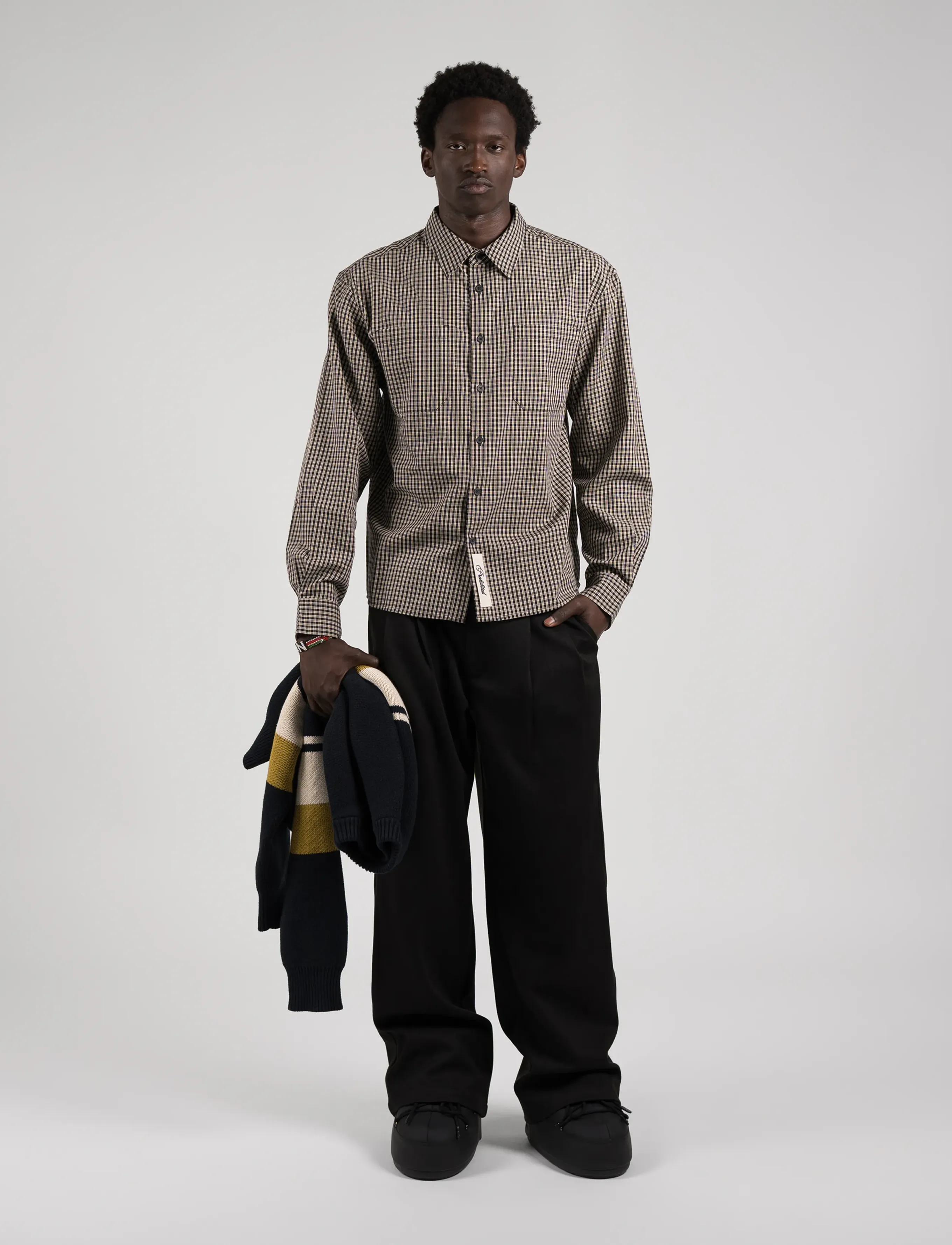 Prohibited - Alpine Checkered Dress Shirt - long-sleeved shirts - black/off-white - 3