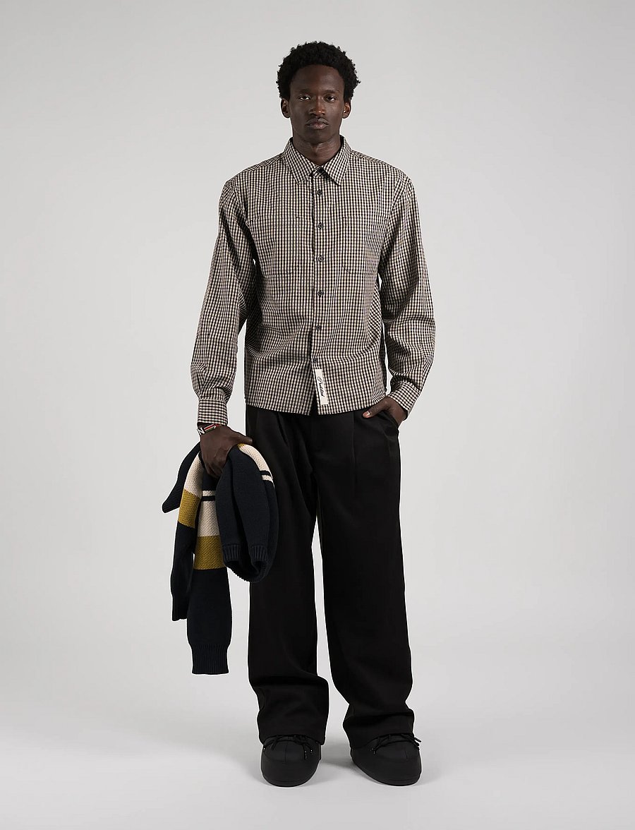 Prohibited - Alpine Checkered Dress Shirt - long-sleeved shirts - black/off-white - 3