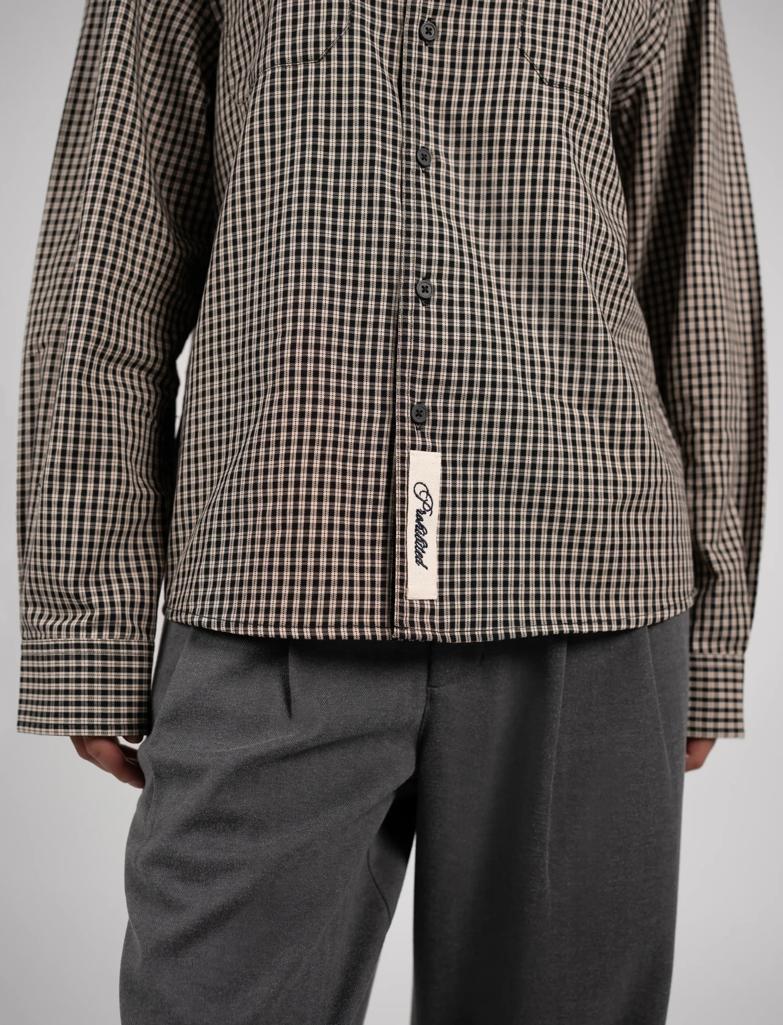 Prohibited - Alpine Checkered Dress Shirt - long-sleeved shirts - black/off-white - 5
