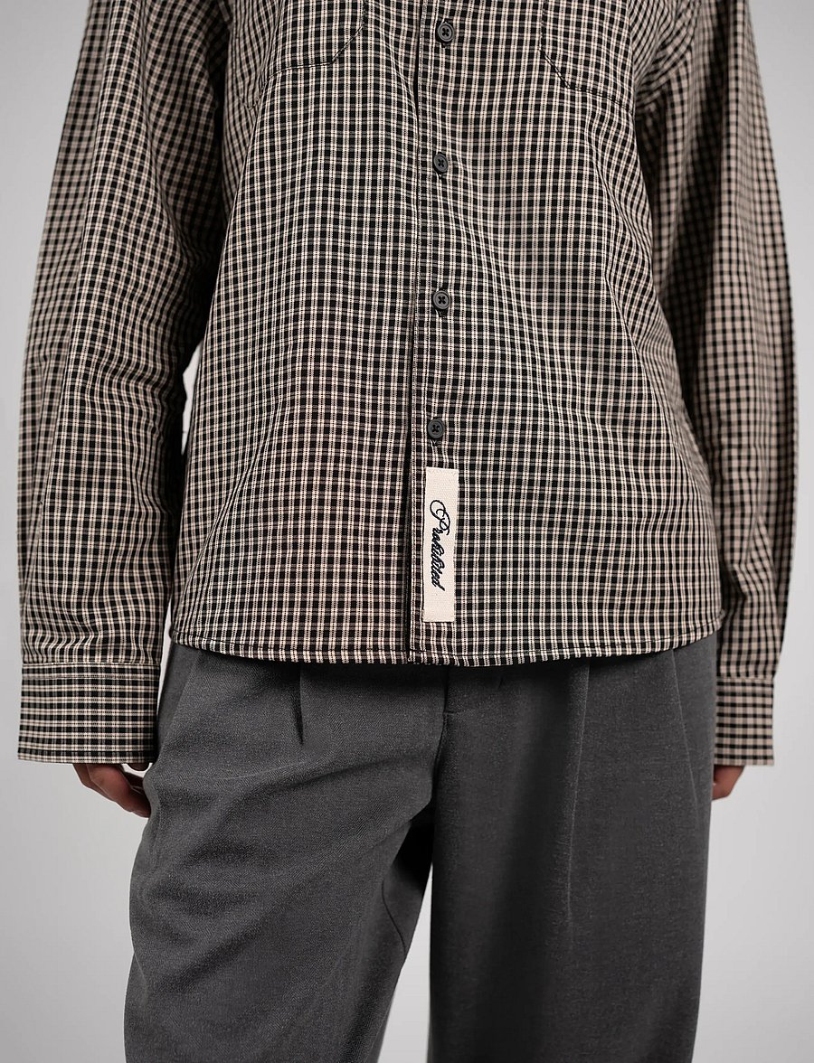 Prohibited - Alpine Checkered Dress Shirt - long-sleeved shirts - black/off-white - 5
