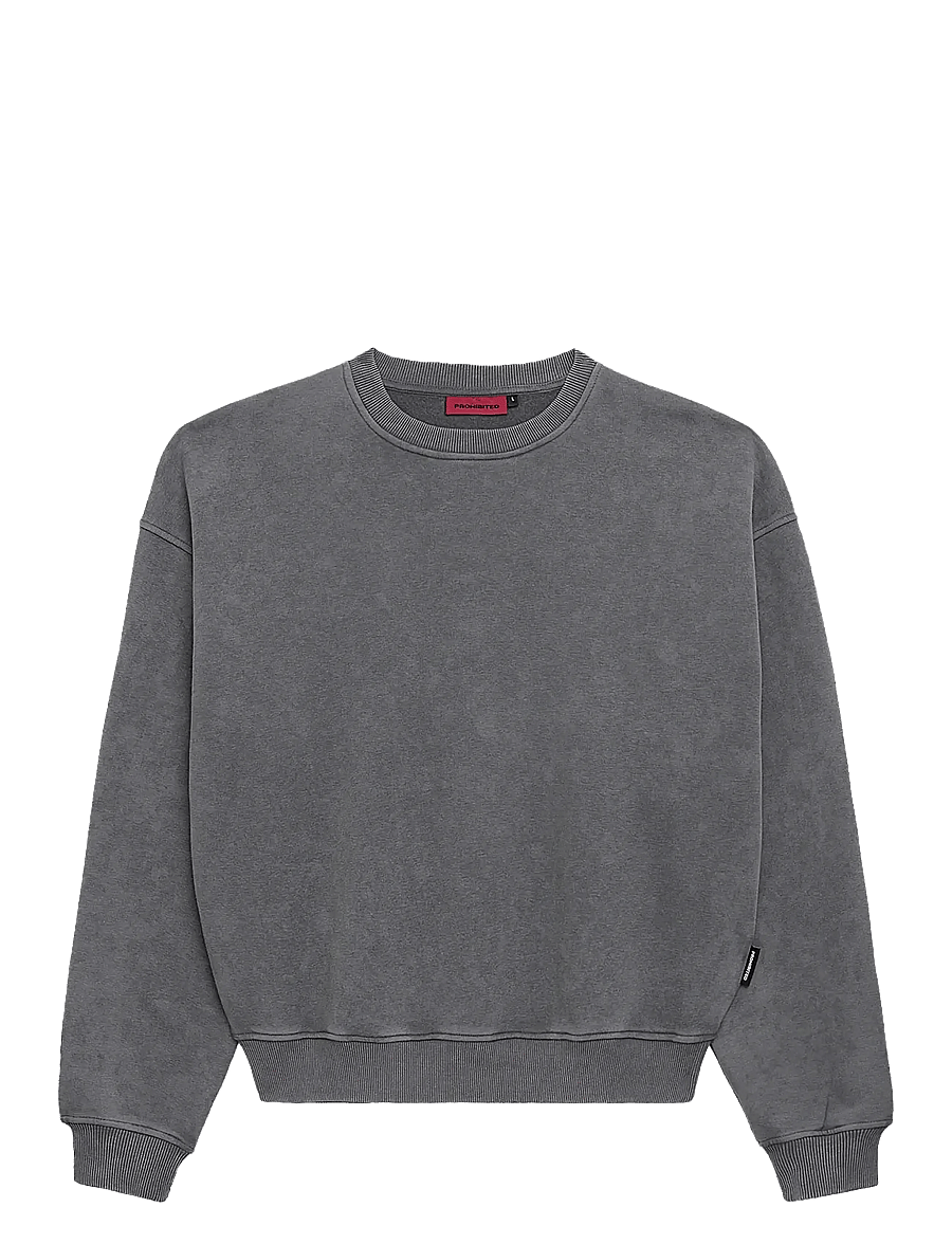Prohibited - Oversized Crew Neck Grey (Stone Washed) - striktrøjer - grey (stone washed) - 1