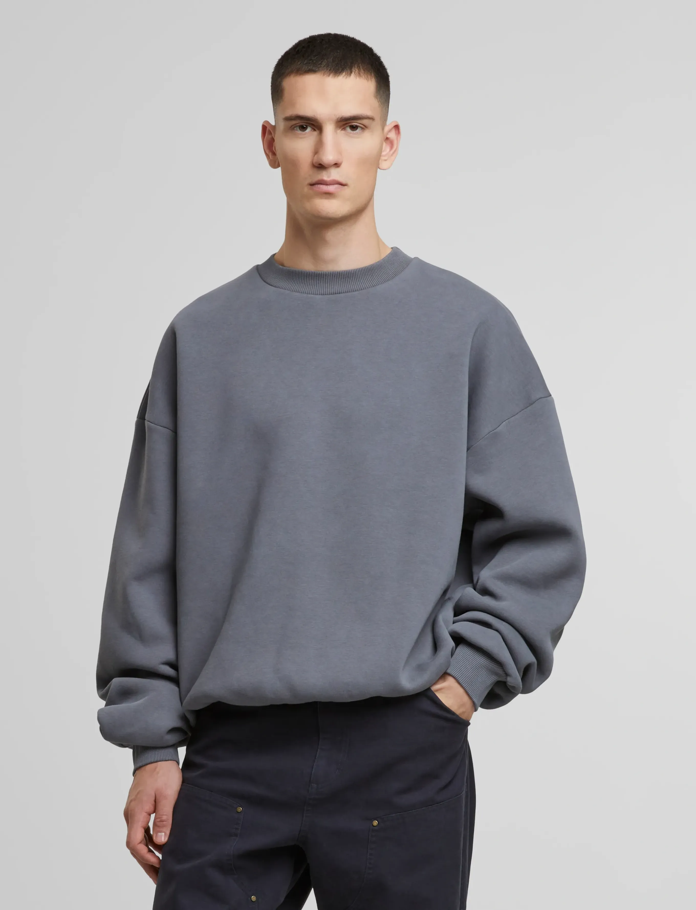 Prohibited Oversized Crew Neck Grey (Stone Washed) - Prohibited - GREY (STONE WASHED) / grey