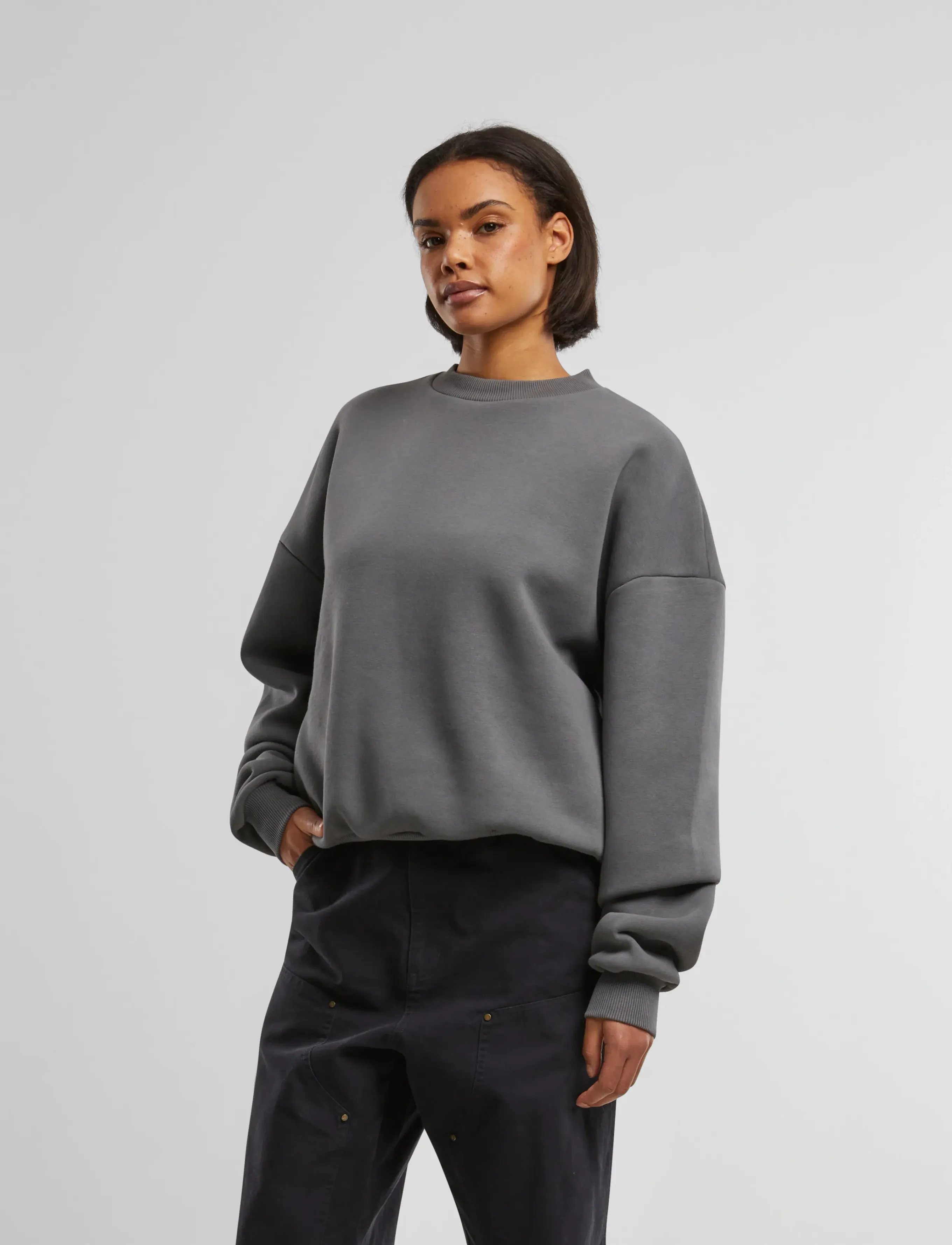 Prohibited - Oversized Crew Neck Grey (Stone Washed) - sweatshirts - grey (stone washed) - 2