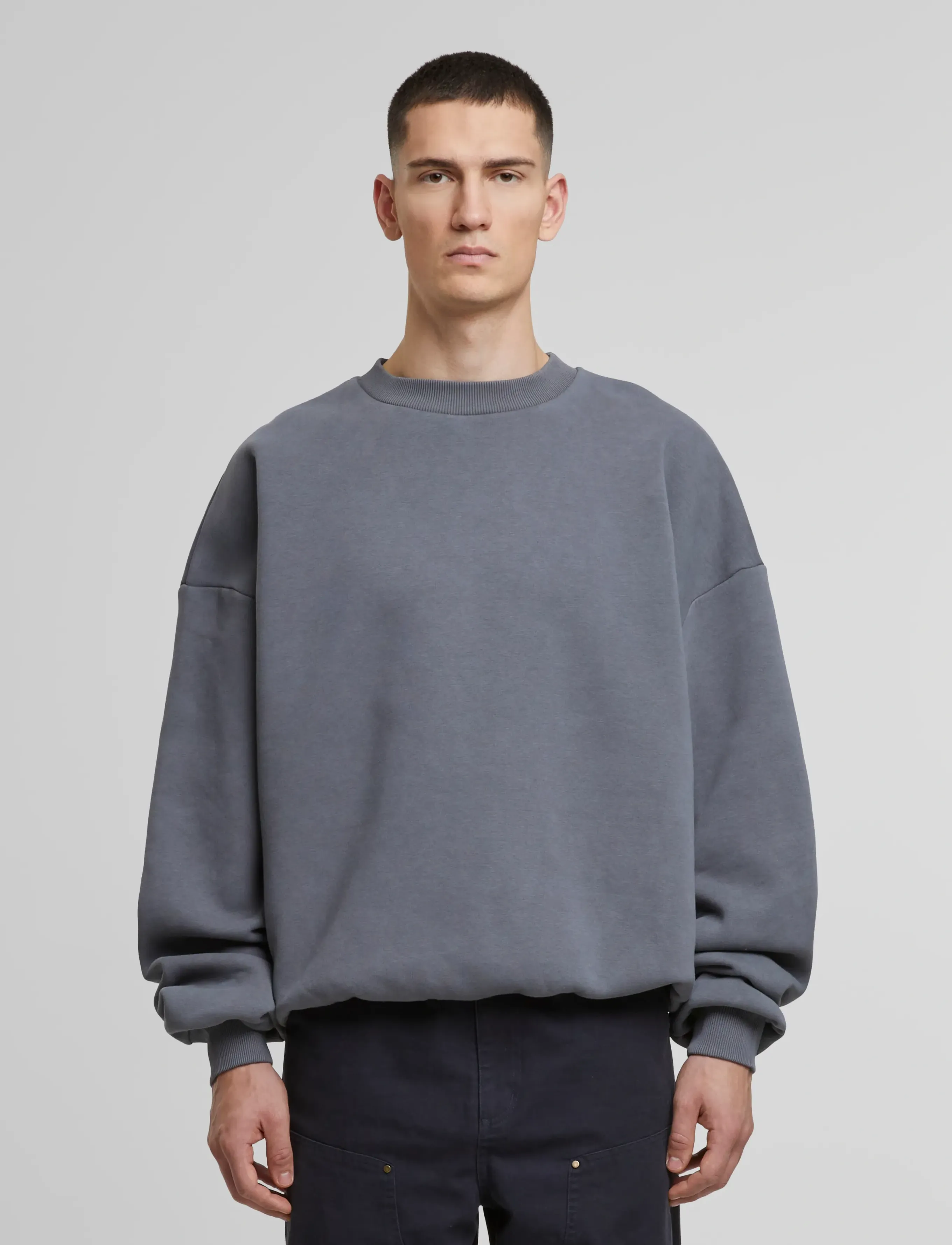 Prohibited - Oversized Crew Neck Grey (Stone Washed) - striktrøjer - grey (stone washed) - 5