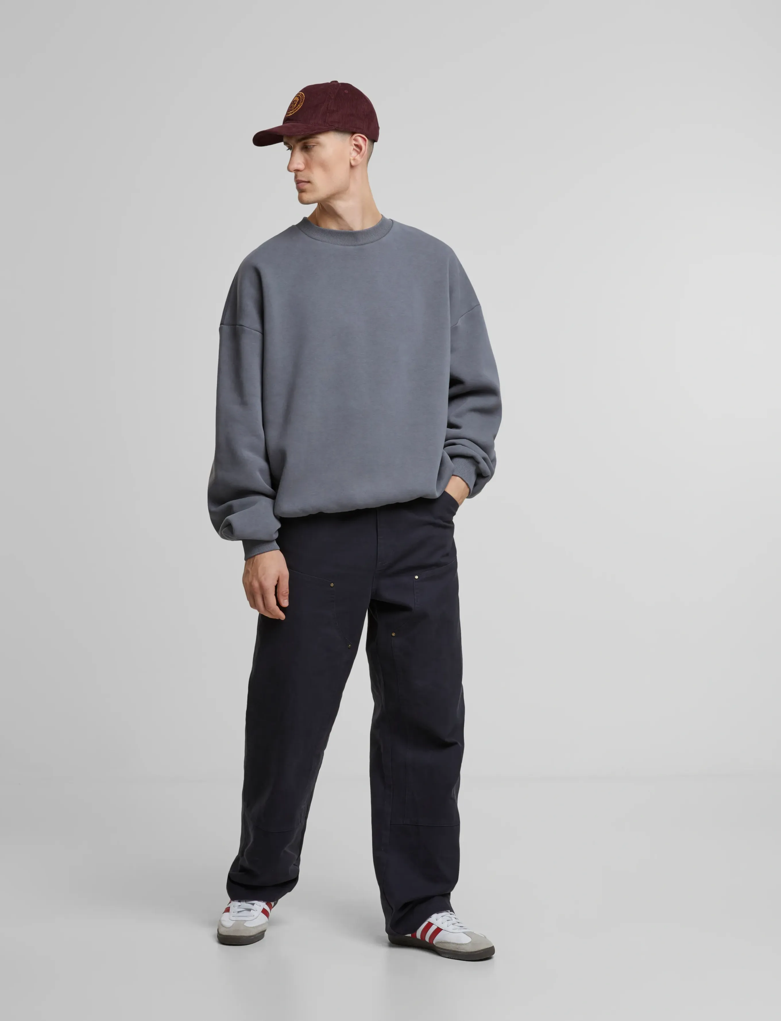 Prohibited Oversized Crew Neck Grey (Stone Washed) sweatshirts herr – bild 8